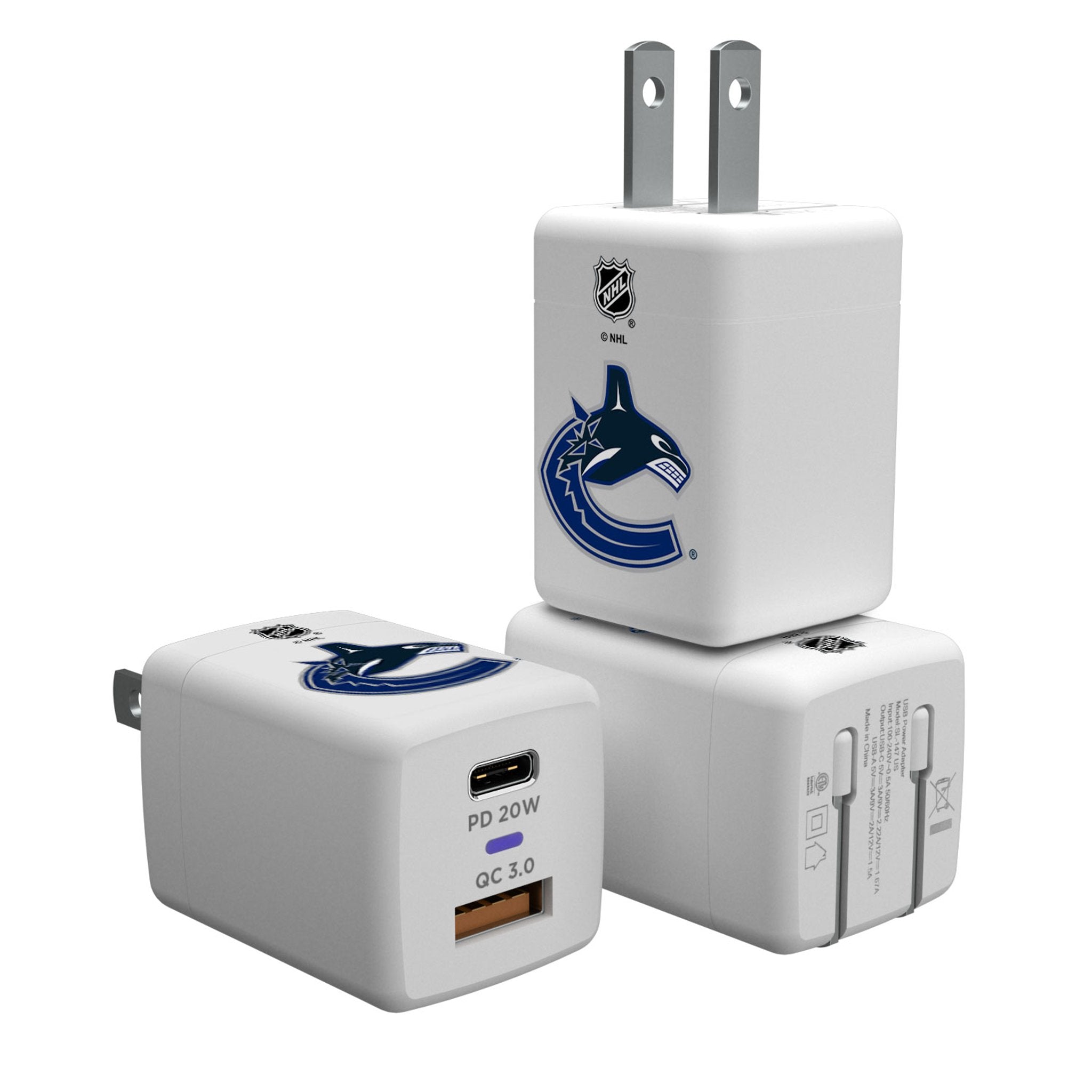Vancouver Canucks Insignia USB A/C Charger - Sports Gifts, Sports Memorabilia, Sports Collectibles, Fan Shop