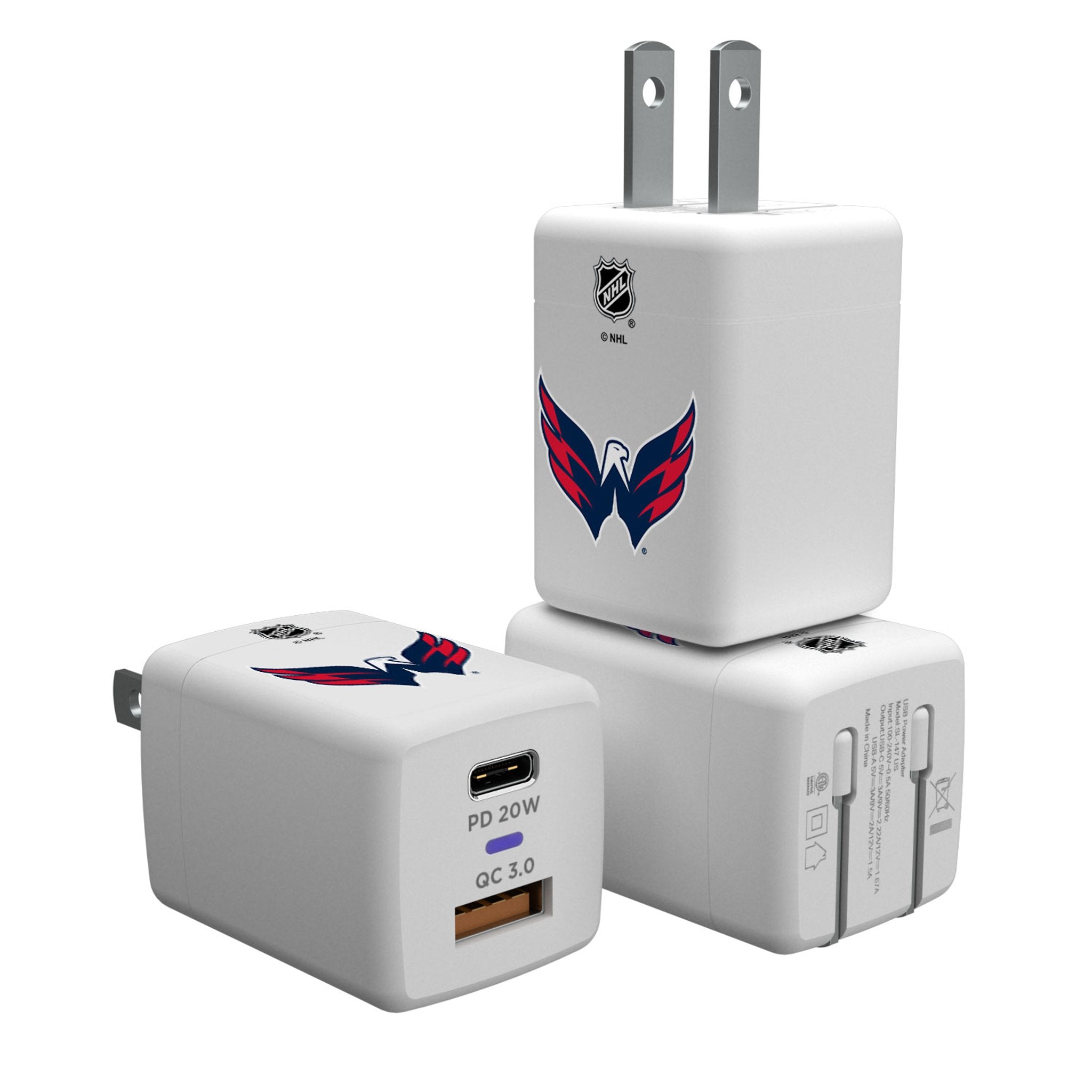Washington Capitals Insignia USB A/C Charger - Sports Gifts, Sports Memorabilia, Sports Collectibles, Fan Shop
