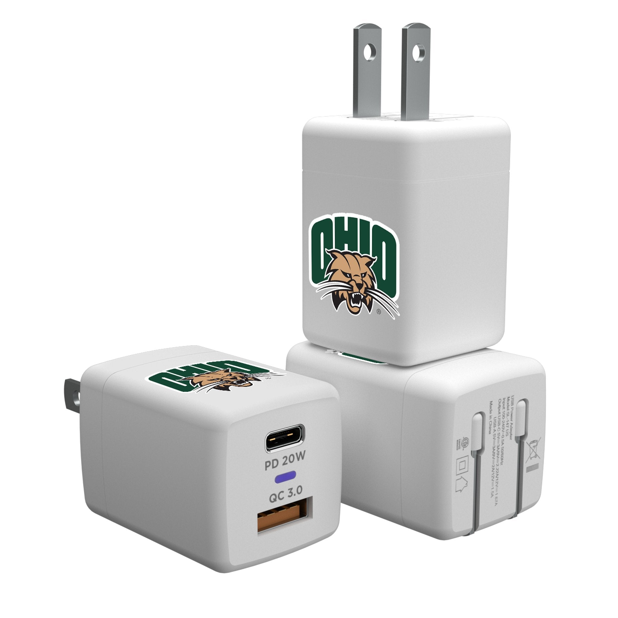 Ohio University Bobcats Insignia USB A/C Charger - Sports Gifts, Sports Memorabilia, Sports Collectibles, Fan Shop