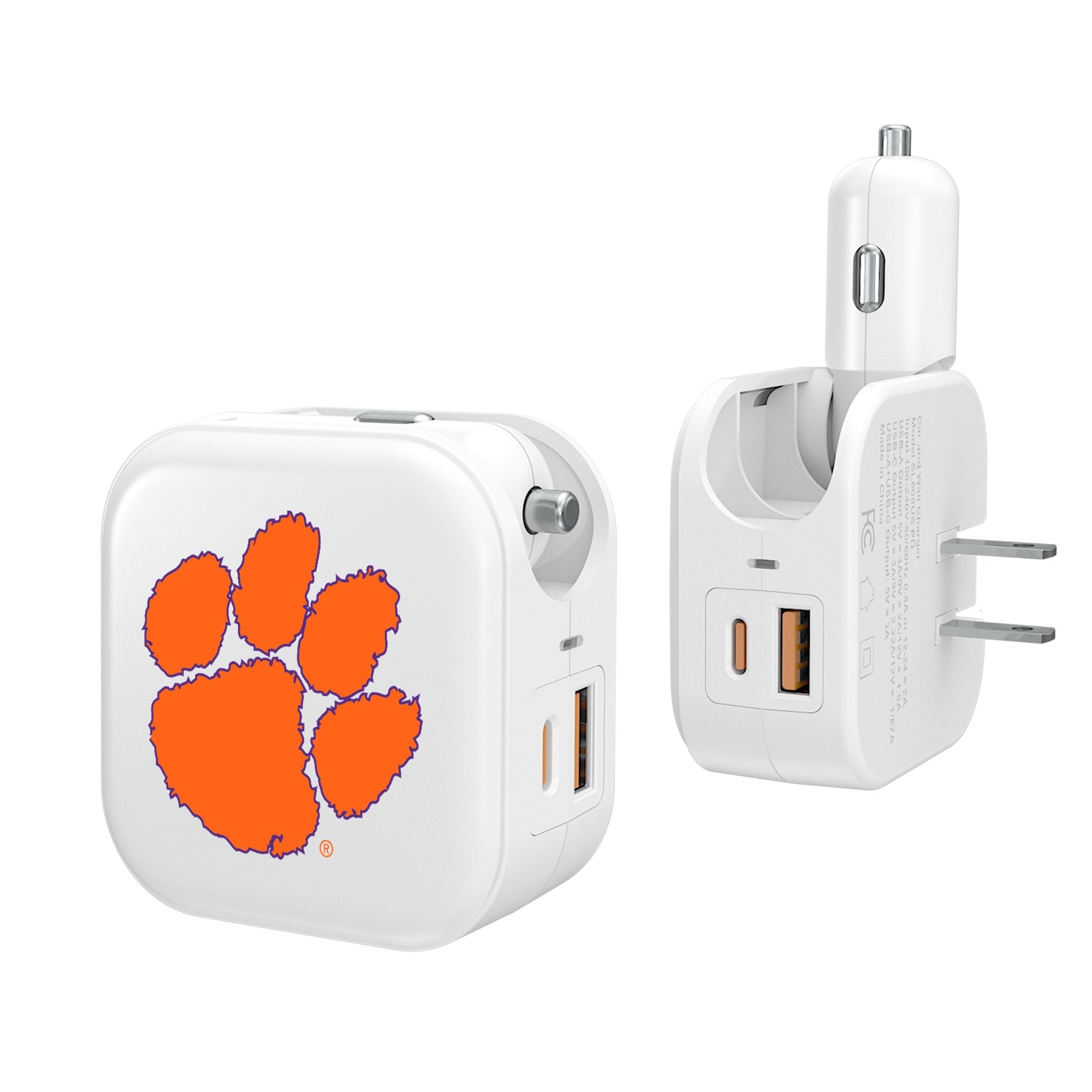Clemson University Tigers Insignia 2 in 1 USB Charger - Sports Gifts, Sports Memorabilia, Sports Collectibles, Fan Shop