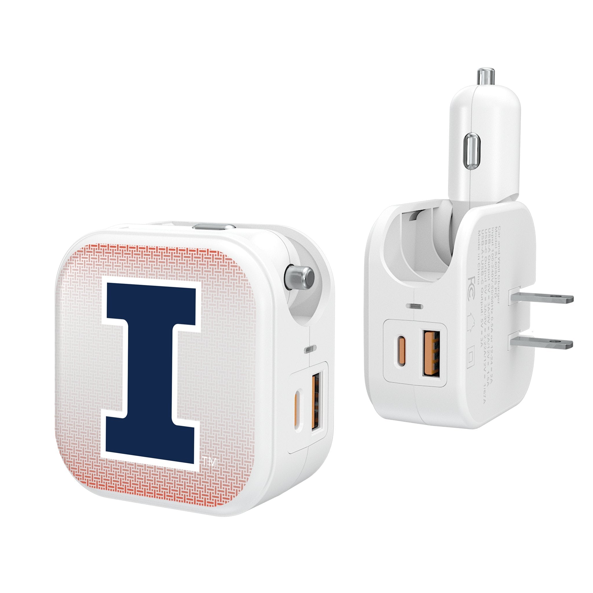 University of Illinois Fighting Illini Linen 2 in 1 USB Charger - Sports Gifts, Sports Memorabilia, Sports Collectibles, Fan Shop