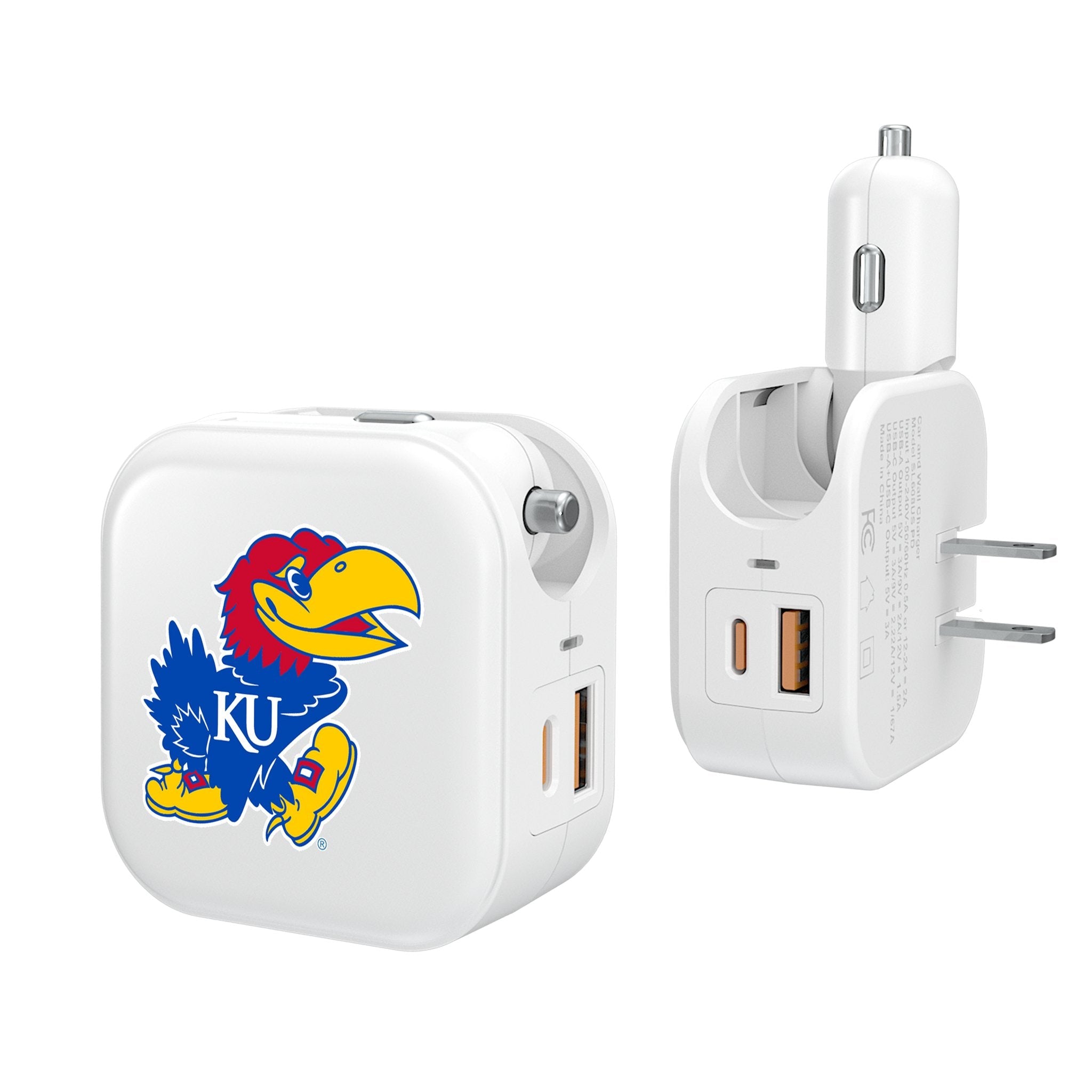 University of Kansas Jayhawks Insignia 2 in 1 USB Charger - Sports Gifts, Sports Memorabilia, Sports Collectibles, Fan Shop