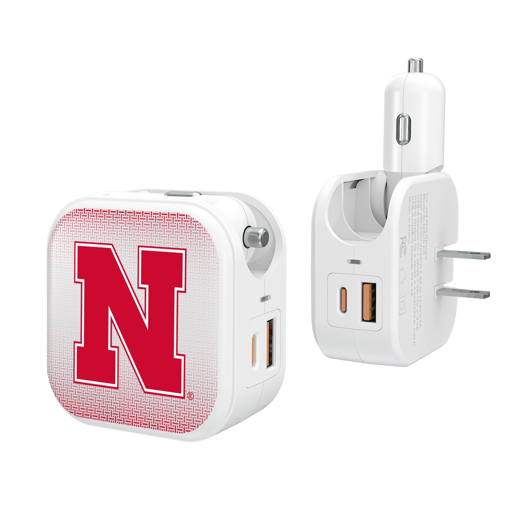 University of Nebraska Huskers Block N Linen 2 in 1 USB Charger - Sports Gifts, Sports Memorabilia, Sports Collectibles, Fan Shop