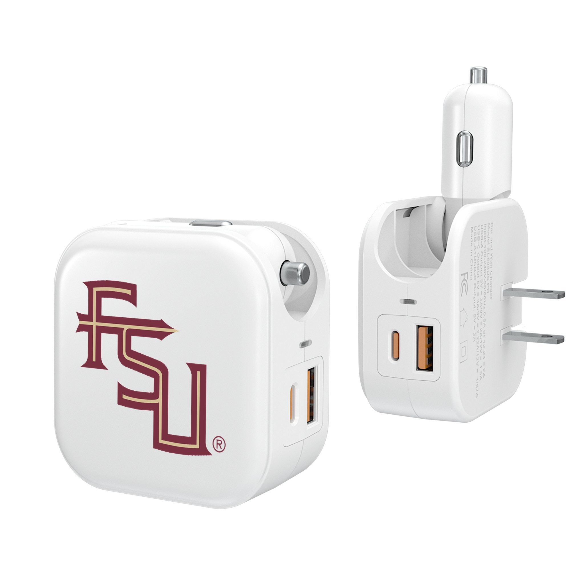 Florida State University Seminoles Athletic Wordmark Insignia 2 in 1 USB Charger - Sports Gifts, Sports Memorabilia, Sports Collectibles, Fan Shop