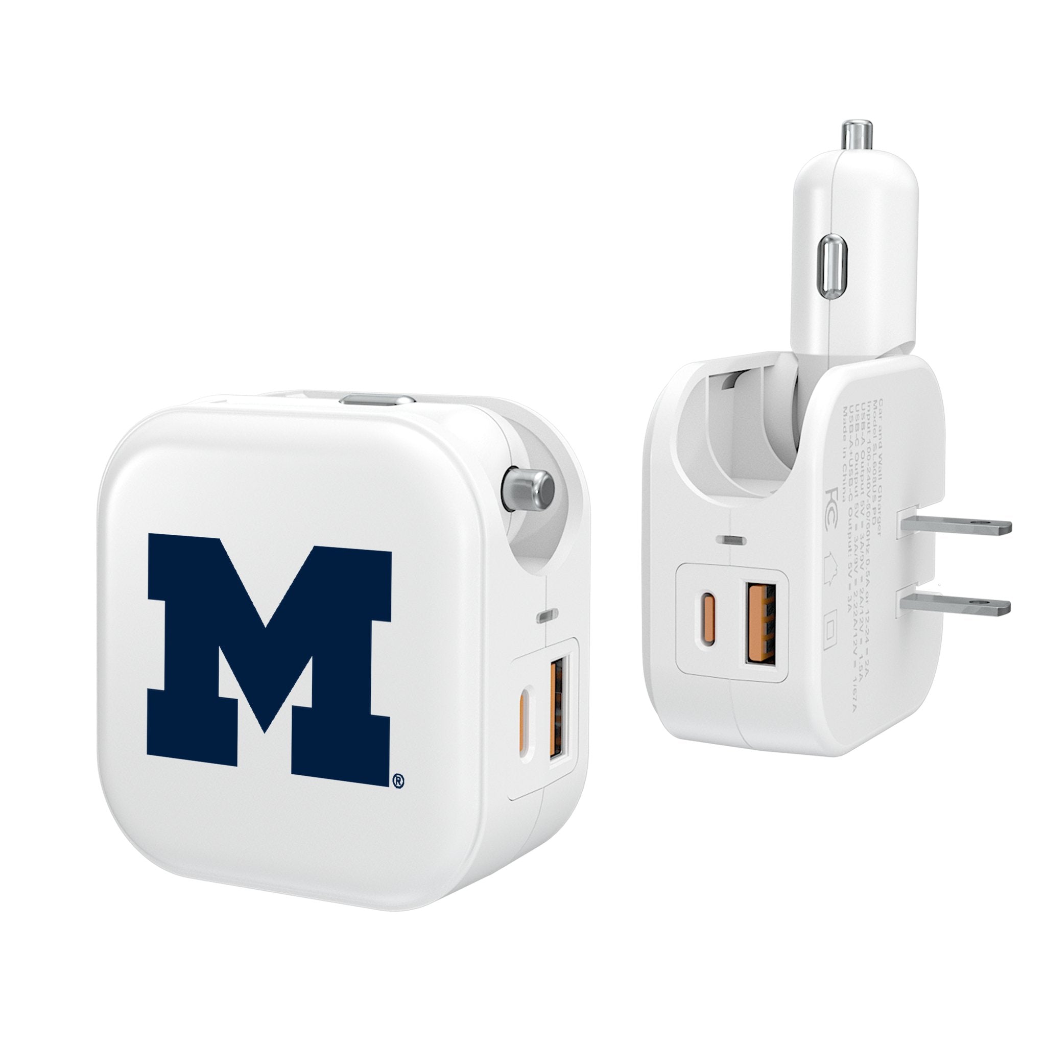University of Michigan Wolverines Insignia 2 in 1 USB Charger - Sports Gifts, Sports Memorabilia, Sports Collectibles, Fan Shop