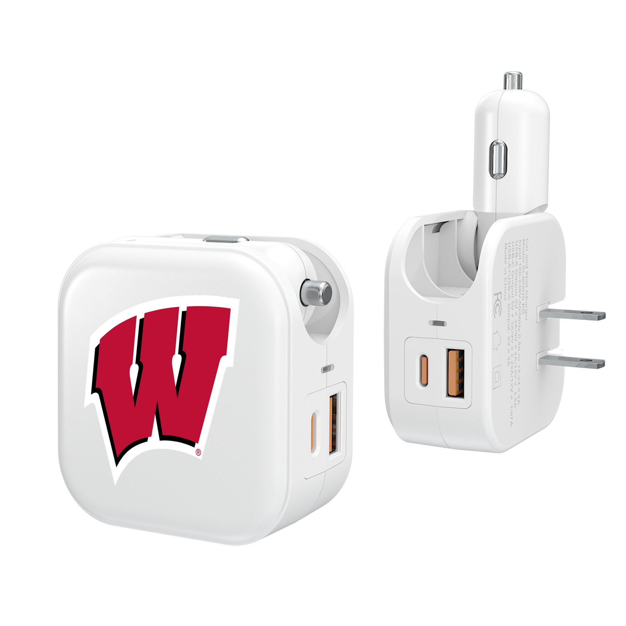 University of Wisconsin Badgers Insignia 2 in 1 USB Charger - Sports Gifts, Sports Memorabilia, Sports Collectibles, Fan Shop