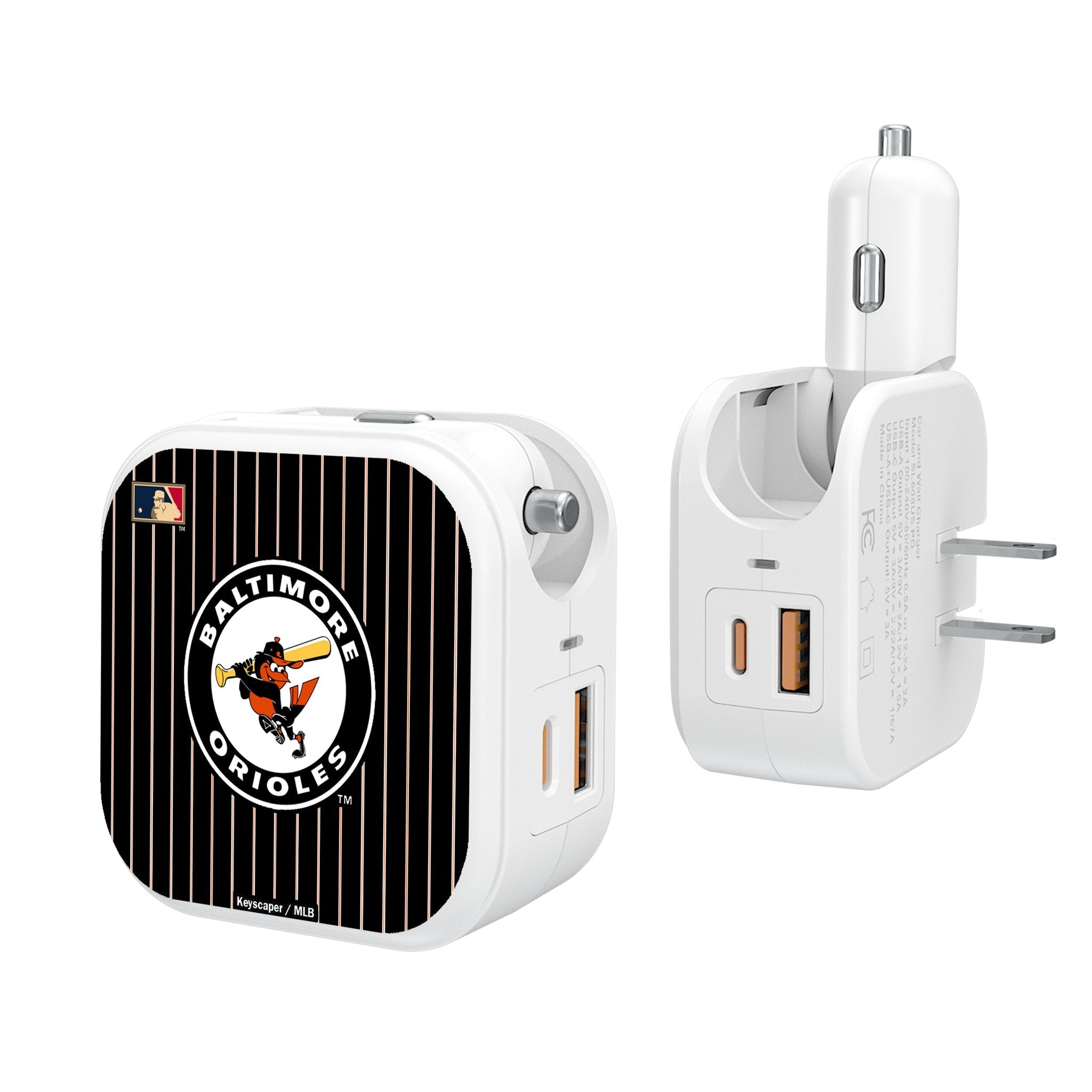 Baltimore Orioles 1966-1969 - Cooperstown Collection Pinstripe 2 in 1 USB Charger - Sports Gifts, Sports Memorabilia, Sports Collectibles, Fan Shop