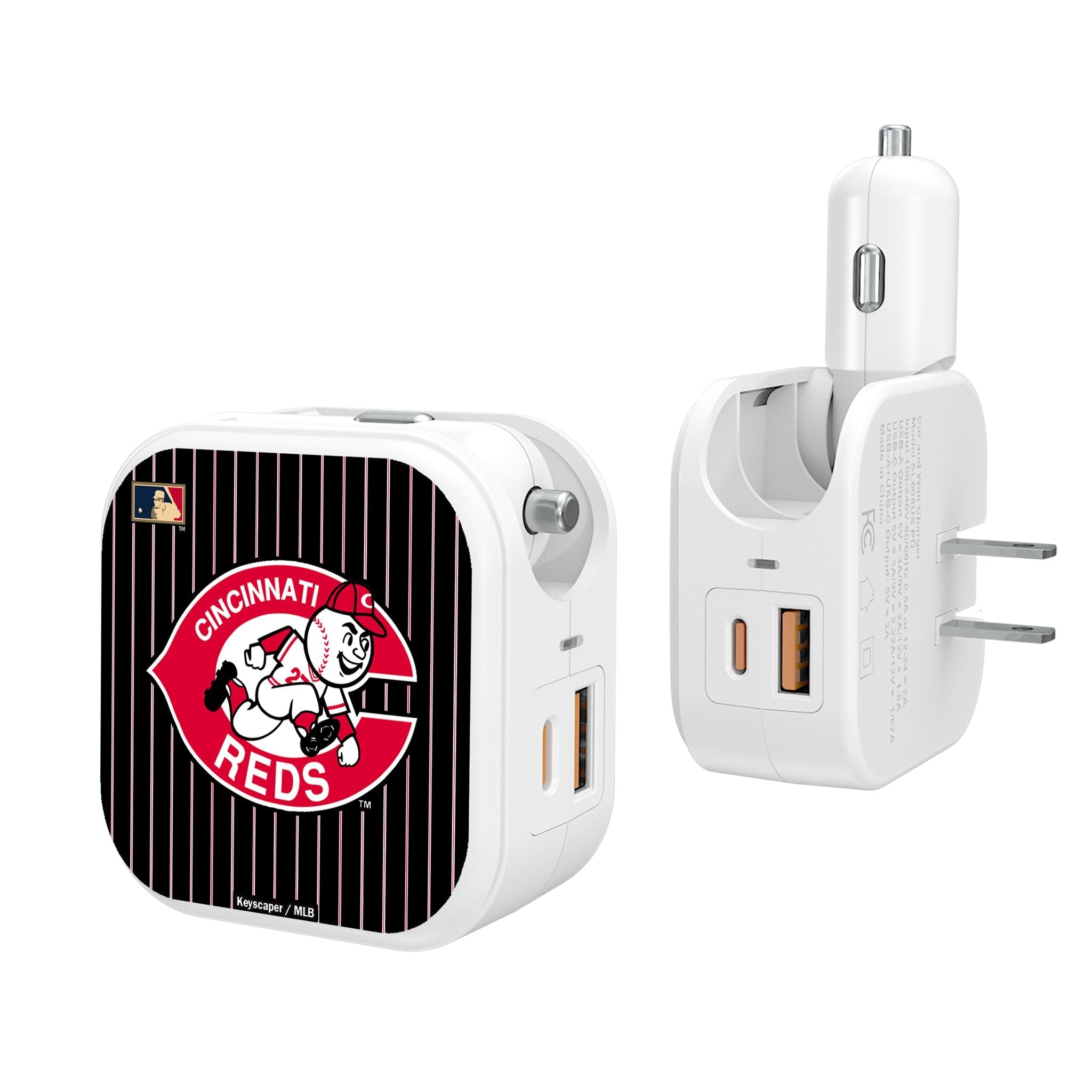 Cincinnati Reds 1974-1992 - Cooperstown Collection Pinstripe 2 in 1 USB Charger - Sports Gifts, Sports Memorabilia, Sports Collectibles, Fan Shop