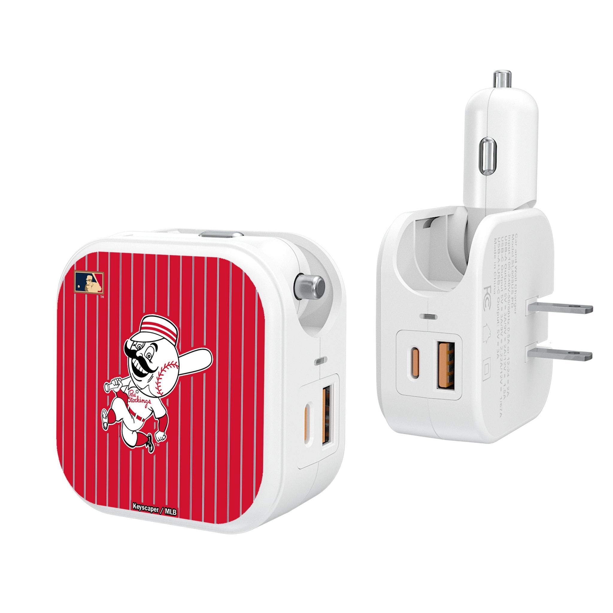 Cincinnati Reds 1953-1967 - Cooperstown Collection Pinstripe 2 in 1 USB Charger - Sports Gifts, Sports Memorabilia, Sports Collectibles, Fan Shop