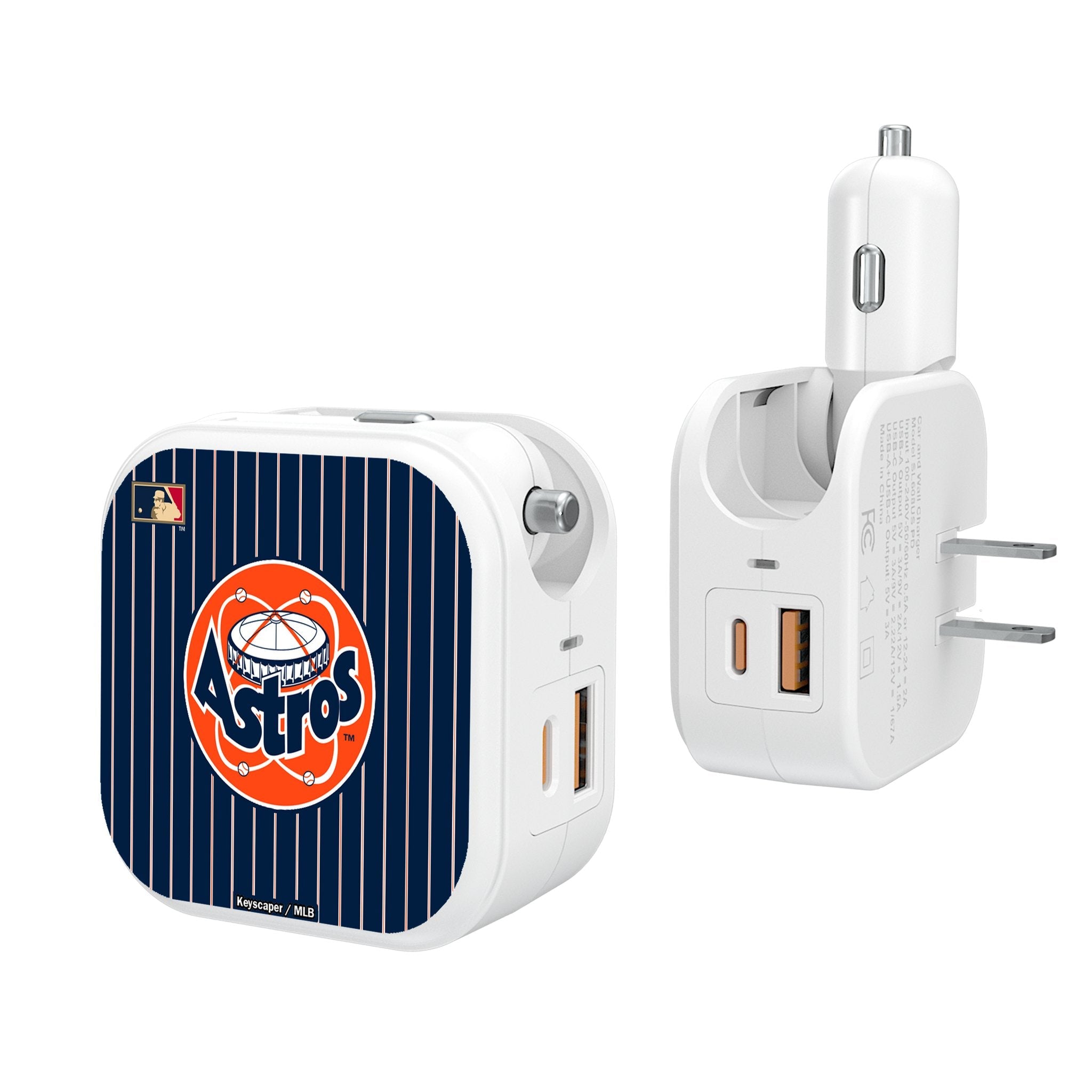 Houston Astros 1977-1993 - Cooperstown Collection Pinstripe 2 in 1 USB Charger - Sports Gifts, Sports Memorabilia, Sports Collectibles, Fan Shop