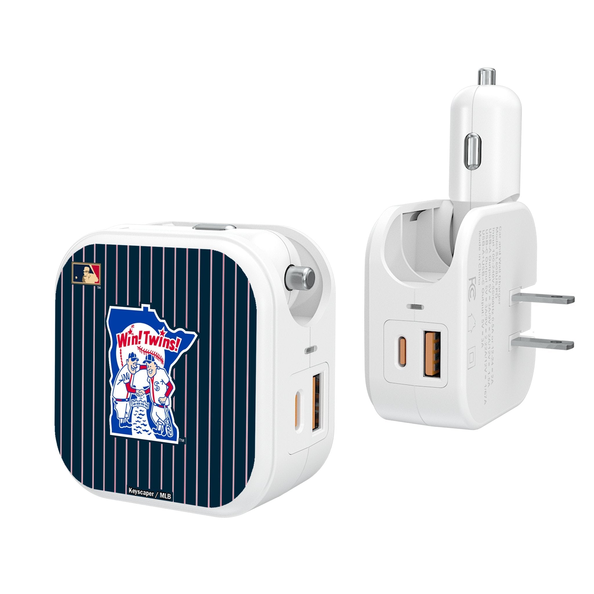 Minnesota Twins 1976-1986 - Cooperstown Collection Pinstripe 2 in 1 USB Charger - Sports Gifts, Sports Memorabilia, Sports Collectibles, Fan Shop