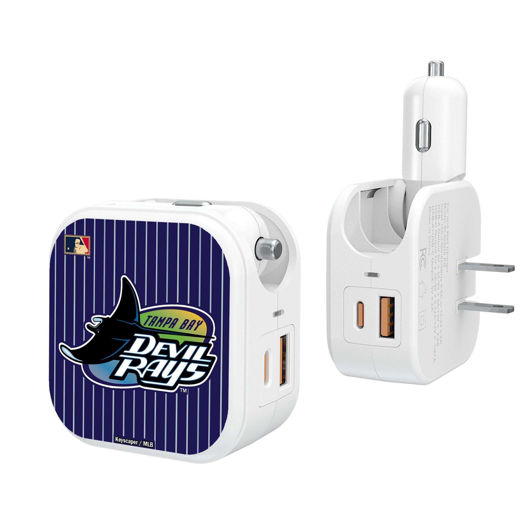 Tampa Bay 1998-2000 - Cooperstown Collection Pinstripe 2 in 1 USB Charger - Sports Gifts, Sports Memorabilia, Sports Collectibles, Fan Shop