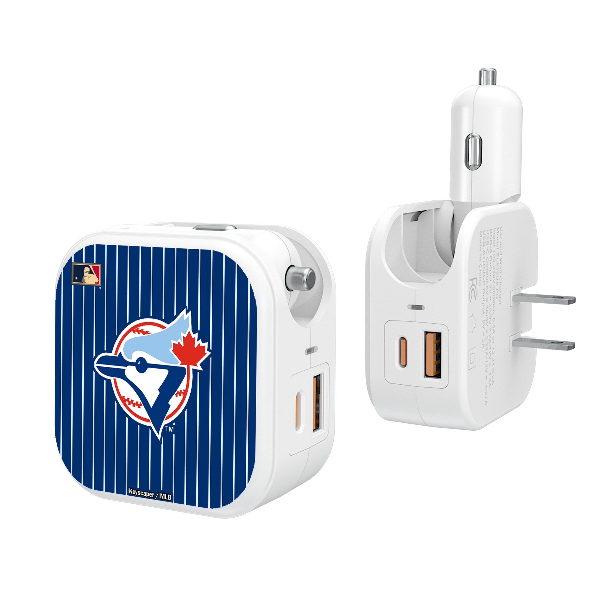 Toronto Blue Jays 1977-1988 - Cooperstown Collection Pinstripe 2 in 1 USB Charger - Sports Gifts, Sports Memorabilia, Sports Collectibles, Fan Shop
