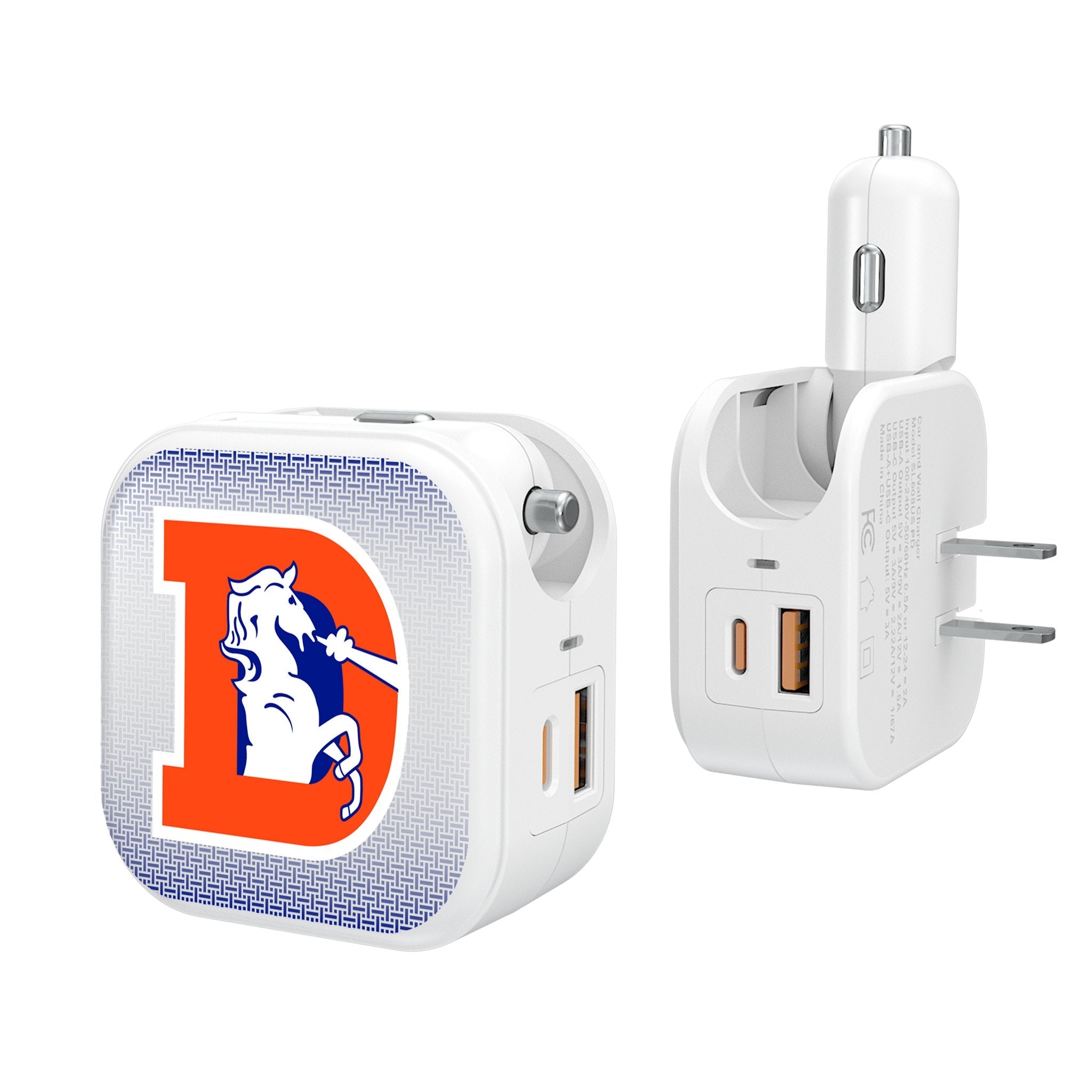 Denver Broncos 1993-1996 Historic Collection Linen 2 in 1 USB Charger - Sports Gifts, Sports Memorabilia, Sports Collectibles, Fan Shop