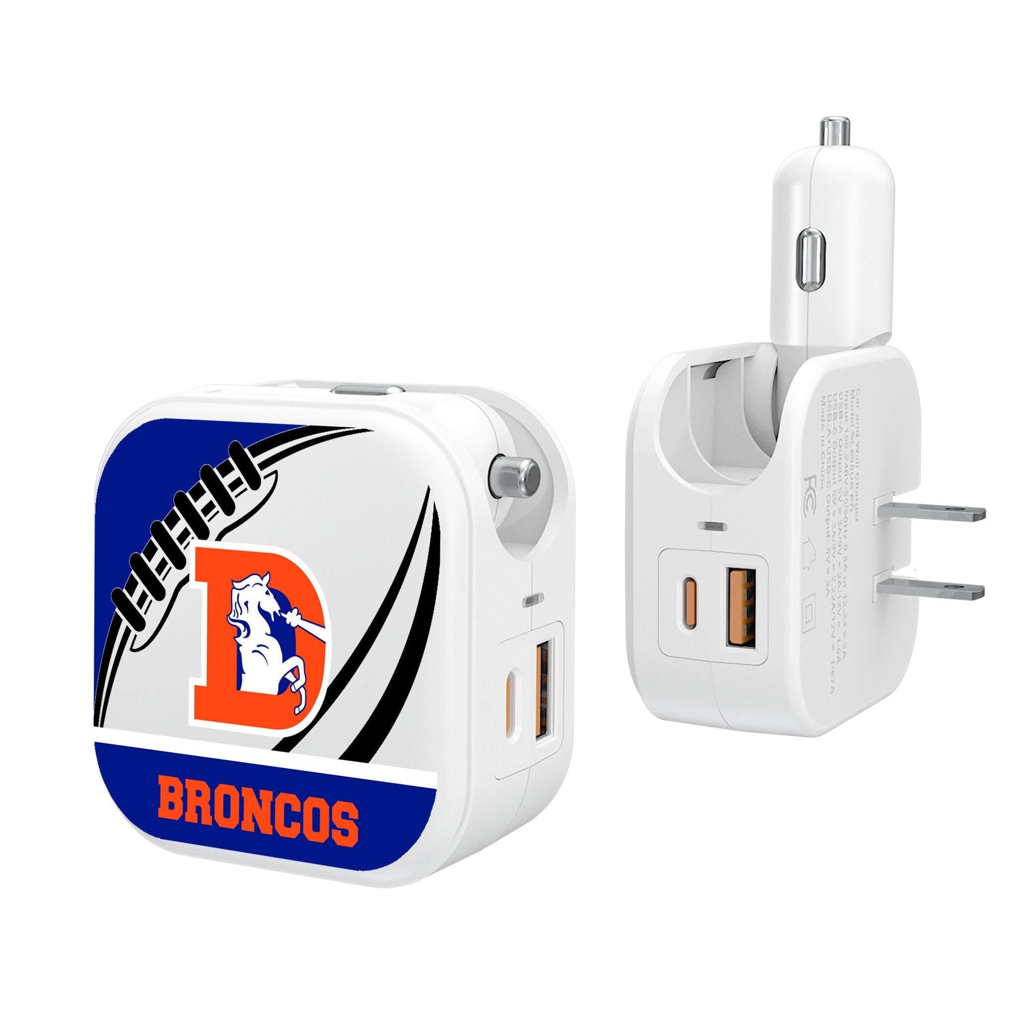 Denver Broncos 1993-1996 Historic Collection Passtime 2 in 1 USB Charger - Sports Gifts, Sports Memorabilia, Sports Collectibles, Fan Shop