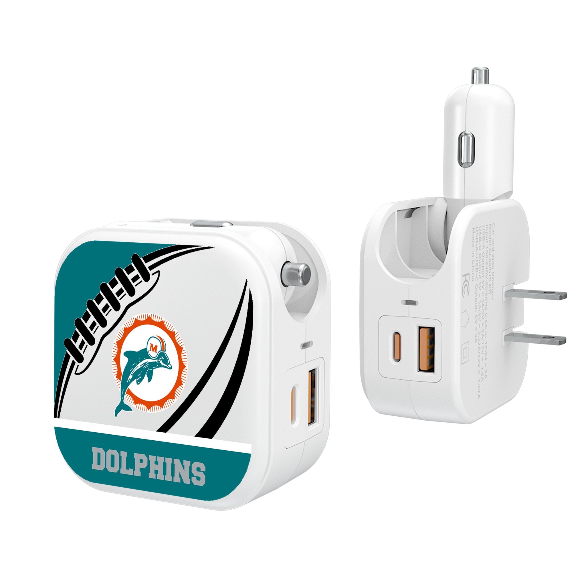 Miami Dolphins 1966-1973 Historic Collection Passtime 2 in 1 USB Charger - Sports Gifts, Sports Memorabilia, Sports Collectibles, Fan Shop
