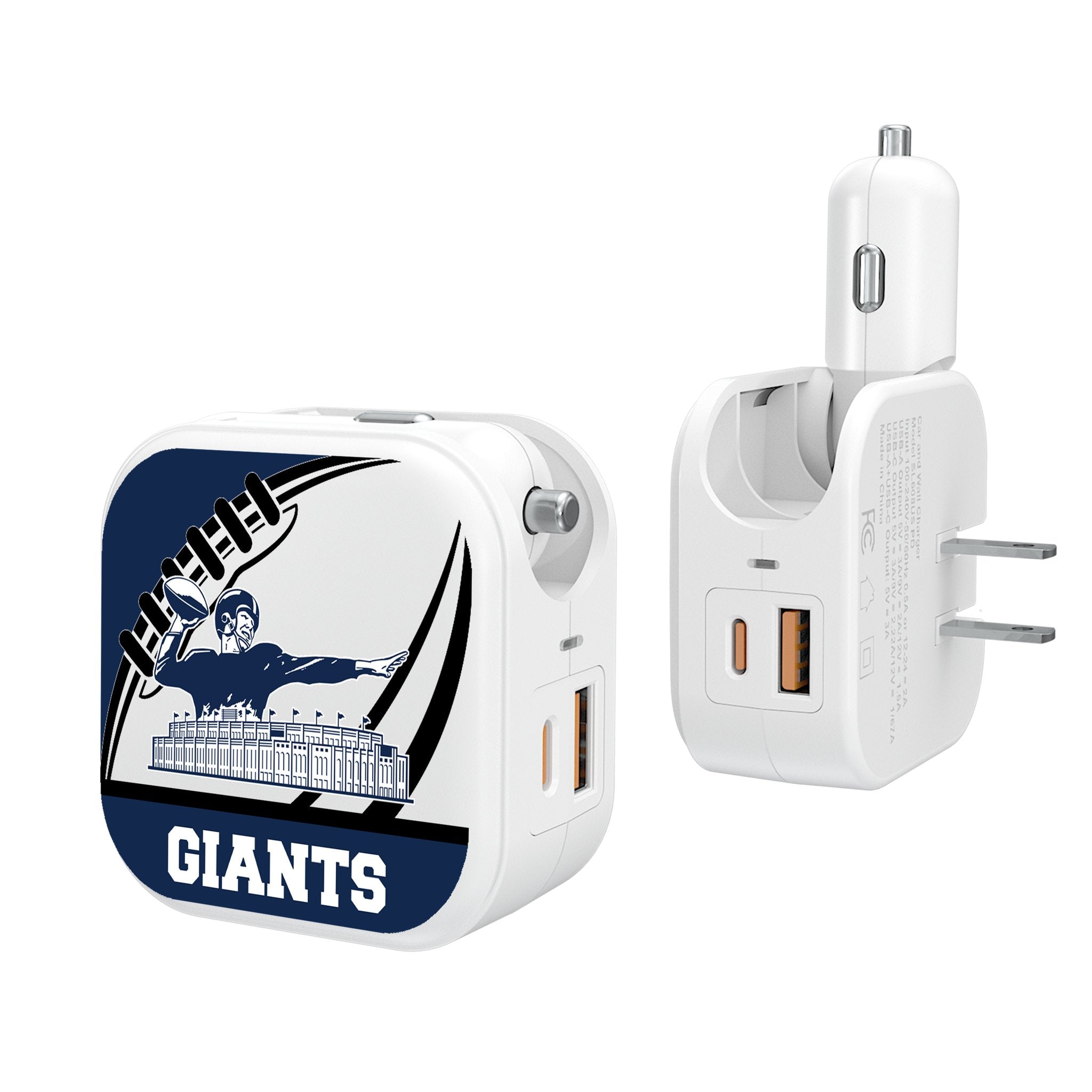 New York Giants 1960-1966 Historic Collection Passtime 2 in 1 USB Charger - Sports Gifts, Sports Memorabilia, Sports Collectibles, Fan Shop