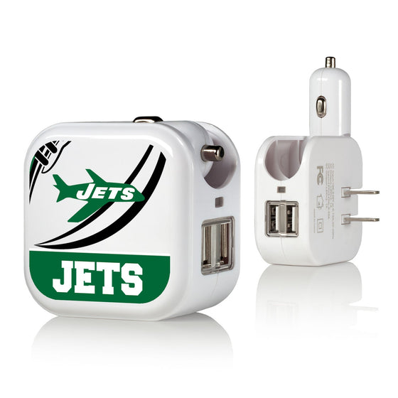 New York Jets 1963 Historic Collection Passtime 2 in 1 USB Charger-0