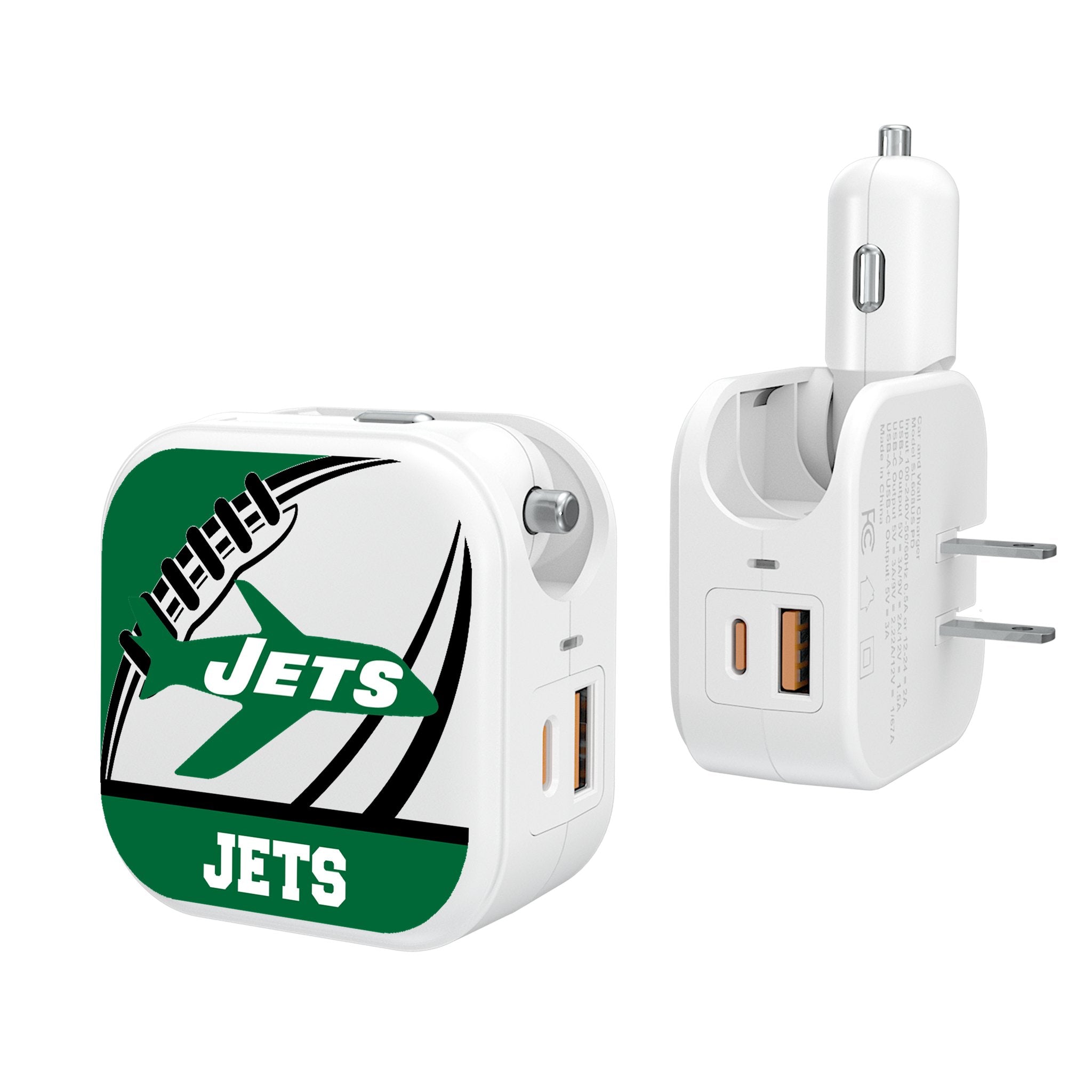New York Jets 1963 Historic Collection Passtime 2 in 1 USB Charger - Sports Gifts, Sports Memorabilia, Sports Collectibles, Fan Shop