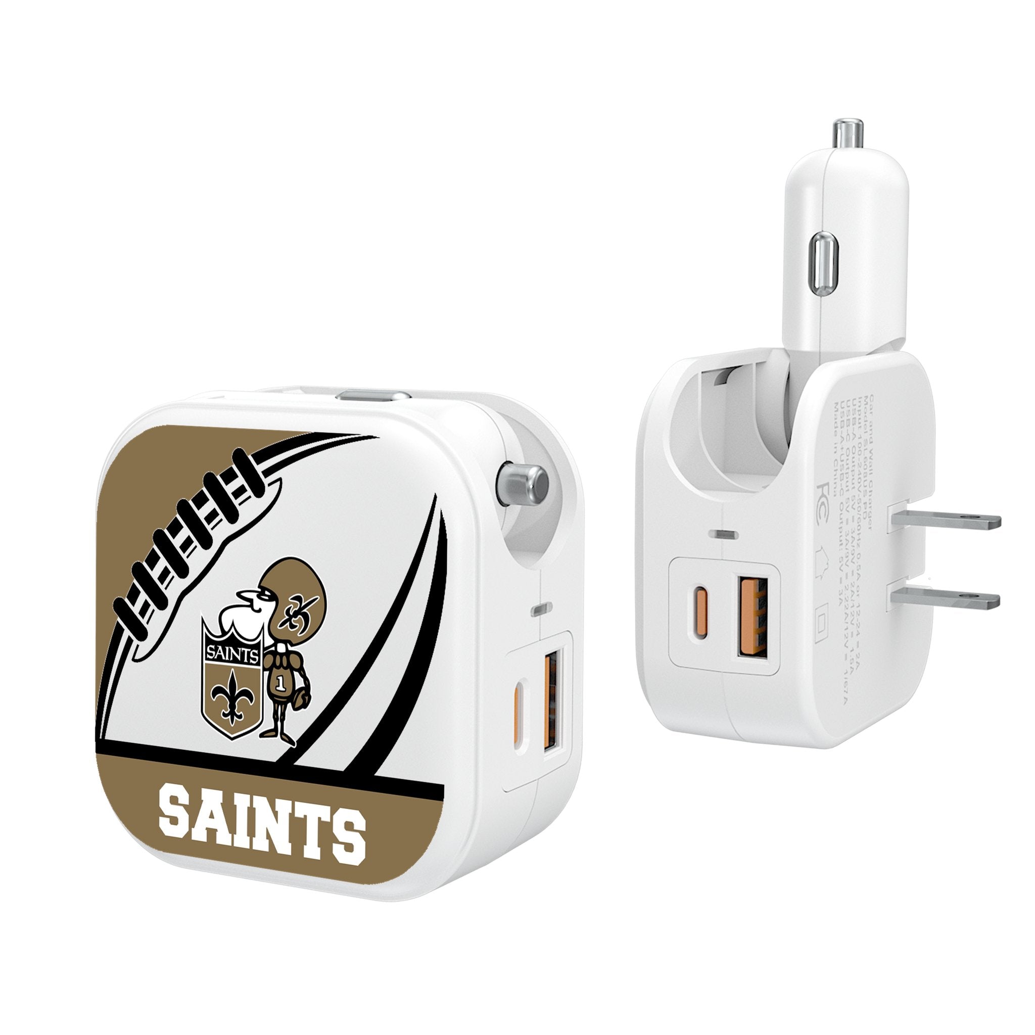 New Orleans Saints Historic Collection Passtime 2 in 1 USB Charger - Sports Gifts, Sports Memorabilia, Sports Collectibles, Fan Shop