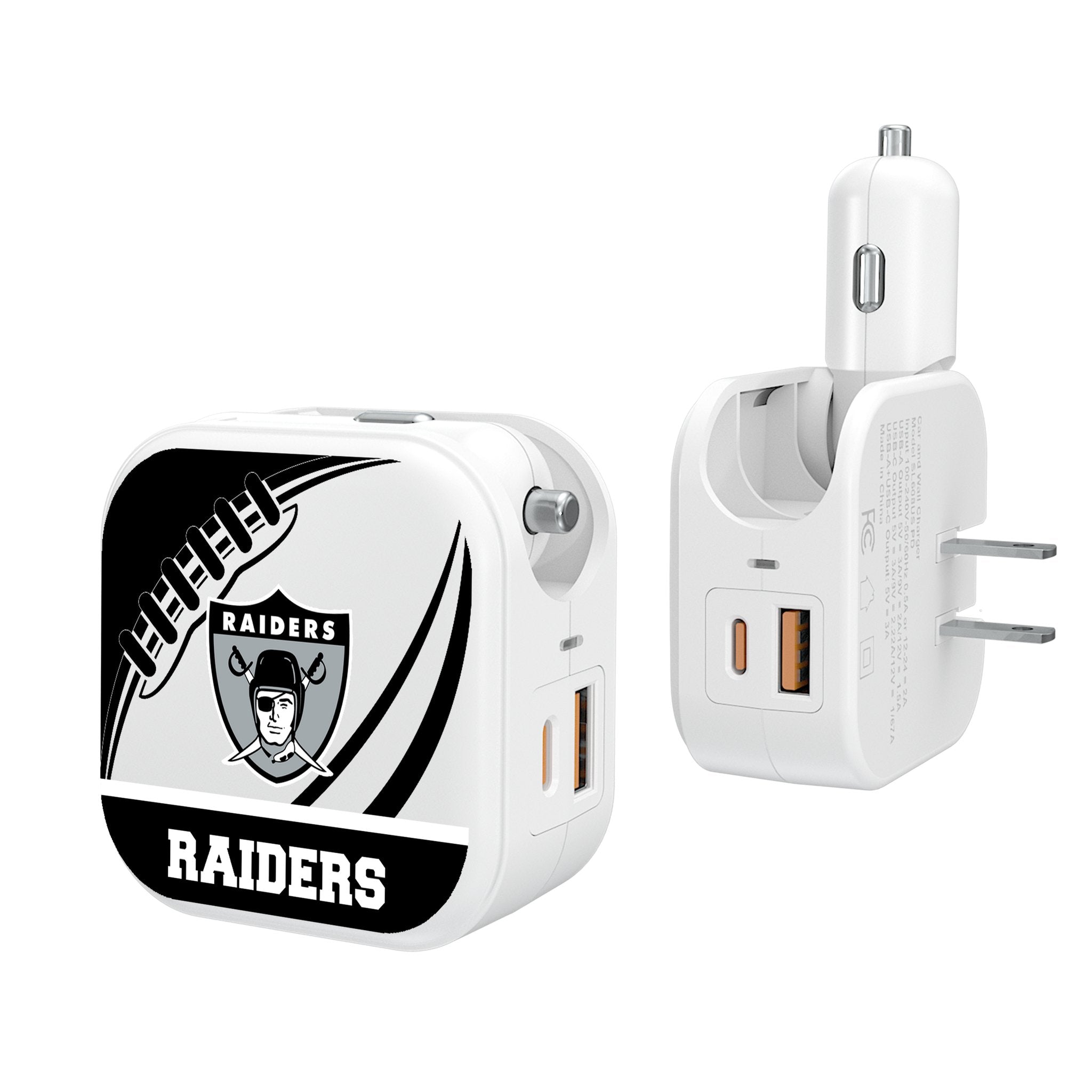 Oakland Raiders 1963 Historic Collection Passtime 2 in 1 USB Charger - Sports Gifts, Sports Memorabilia, Sports Collectibles, Fan Shop