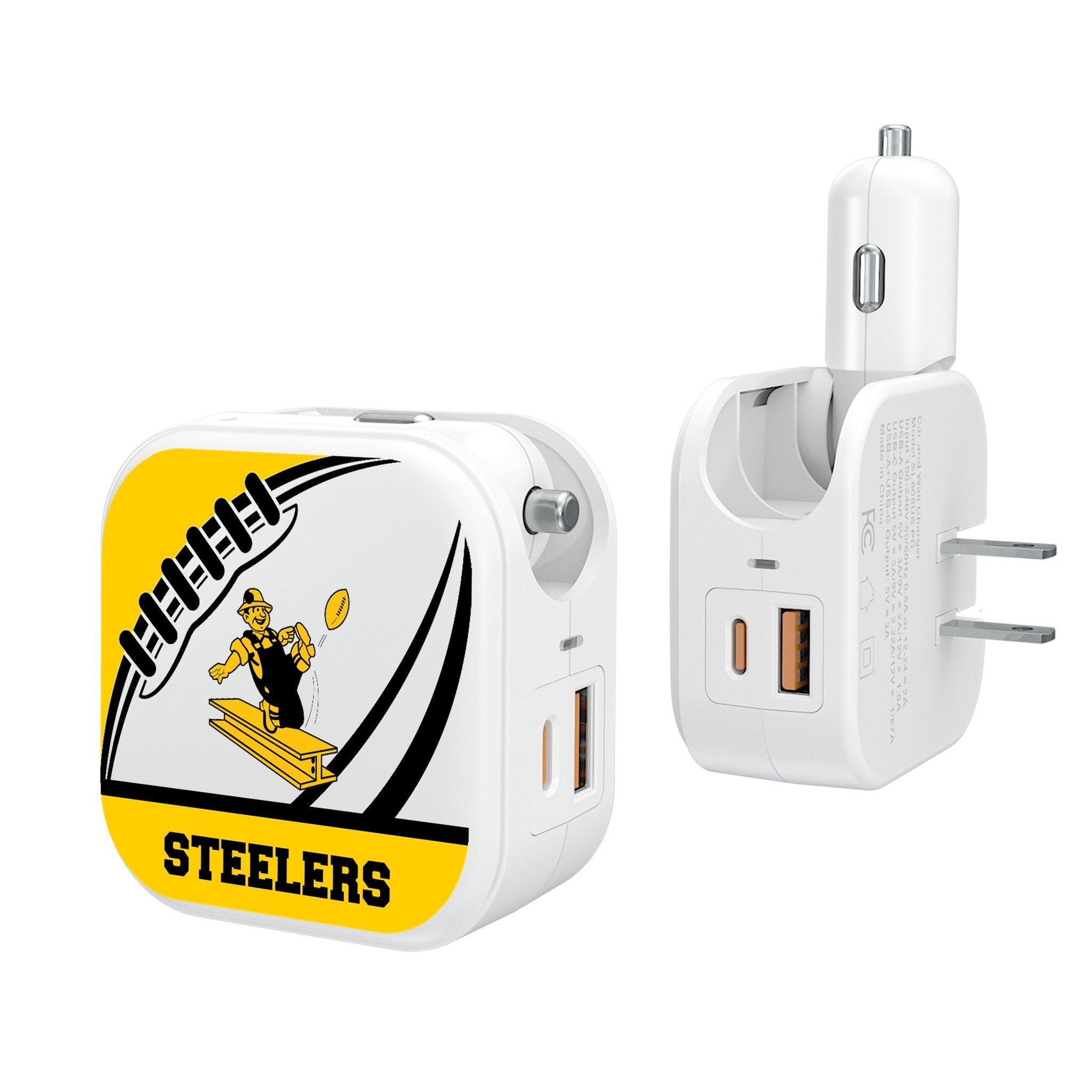 Pittsburgh Steelers 1961 Historic Collection Passtime 2 in 1 USB Charger - Sports Gifts, Sports Memorabilia, Sports Collectibles, Fan Shop