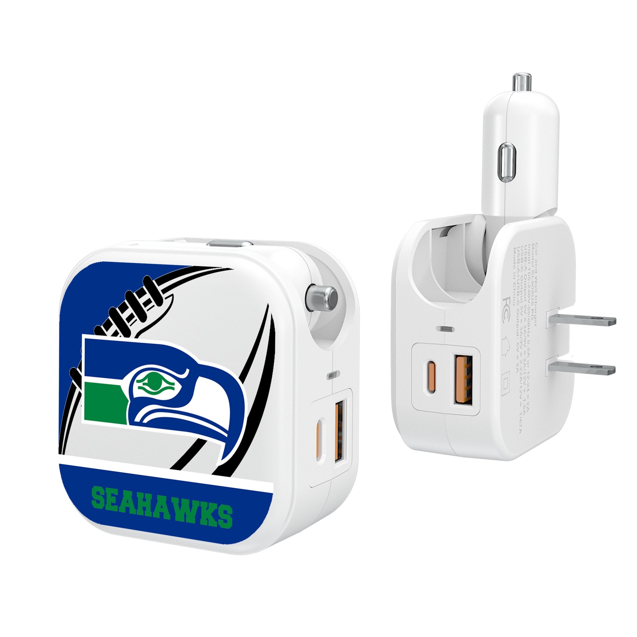 Seattle Seahawks Historic Collection Passtime 2 in 1 USB Charger - Sports Gifts, Sports Memorabilia, Sports Collectibles, Fan Shop