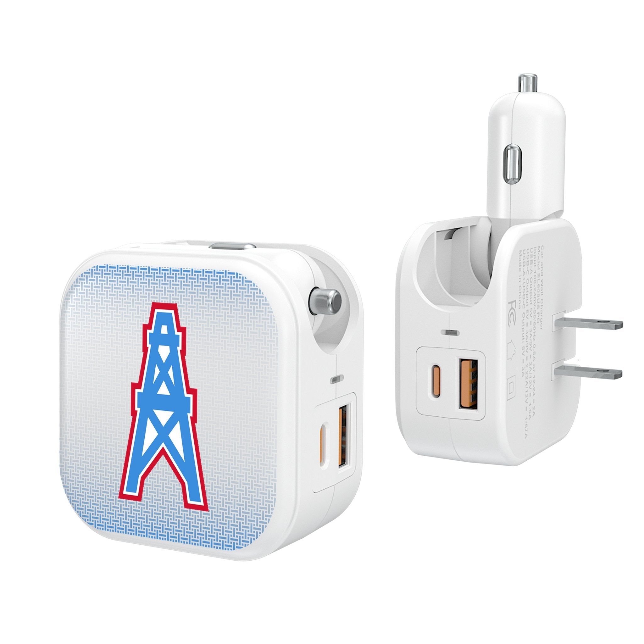 Houston Oilers Historic Collection Linen 2 in 1 USB Charger - Sports Gifts, Sports Memorabilia, Sports Collectibles, Fan Shop