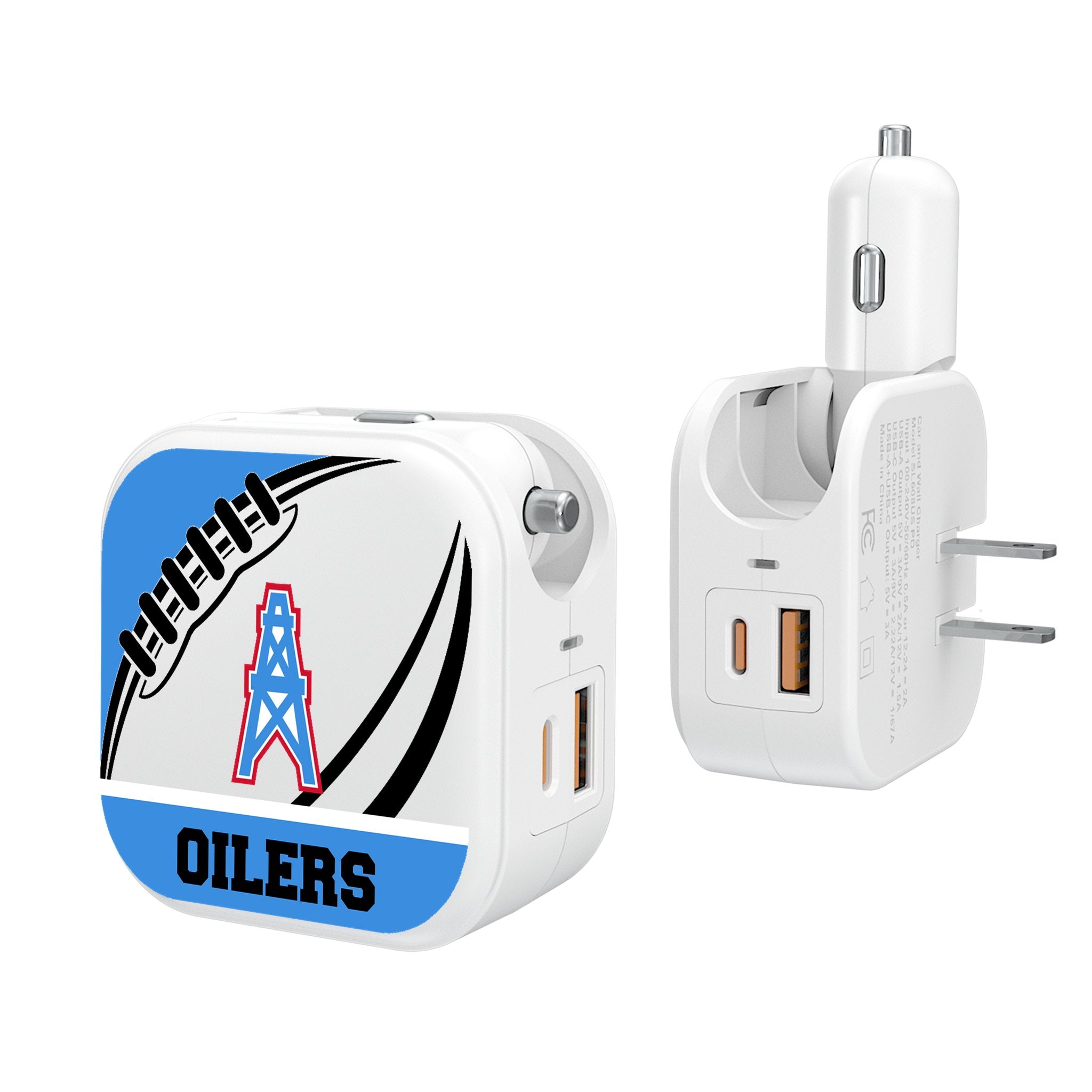 Houston Oilers Historic Collection Passtime 2 in 1 USB Charger - Sports Gifts, Sports Memorabilia, Sports Collectibles, Fan Shop