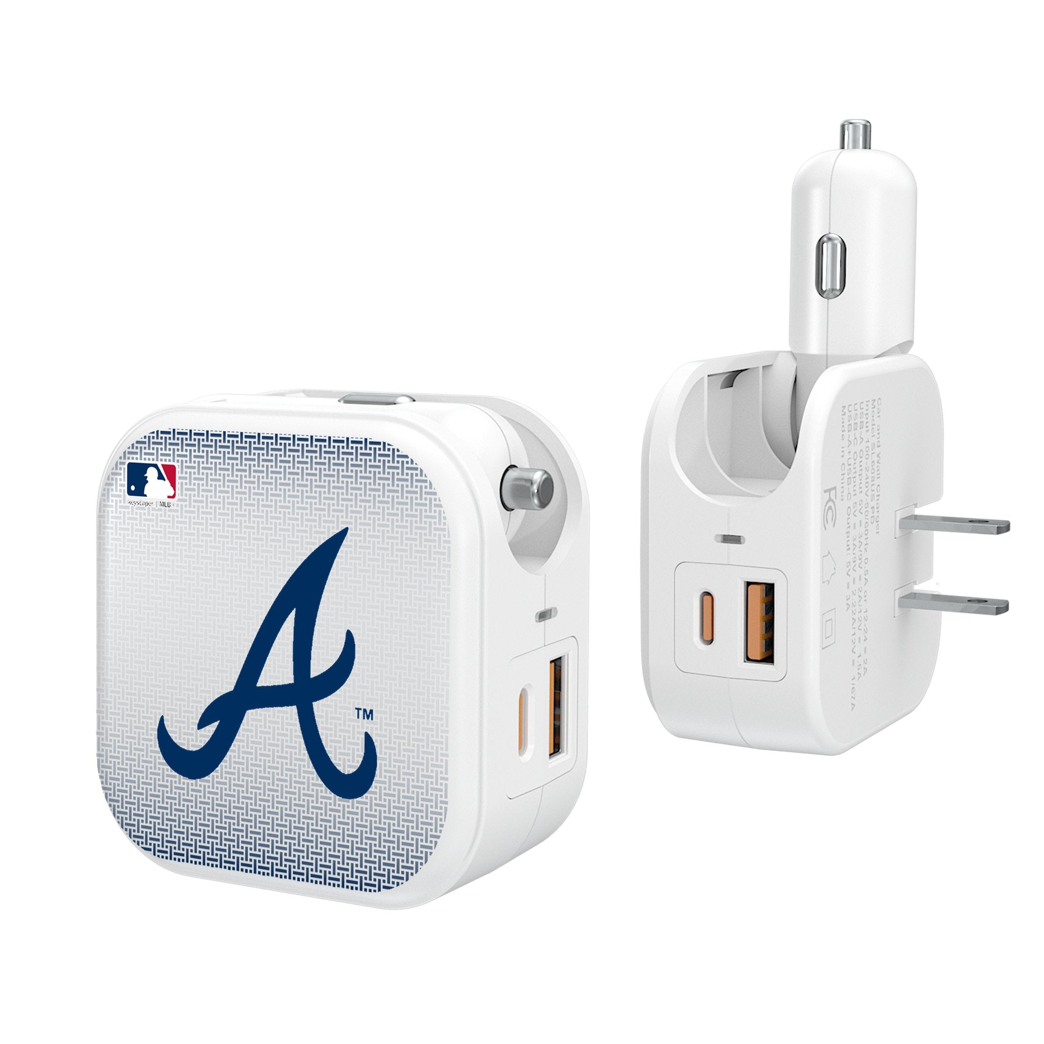 Atlanta Braves Linen 2 in 1 USB Charger - Sports Gifts, Sports Memorabilia, Sports Collectibles, Fan Shop