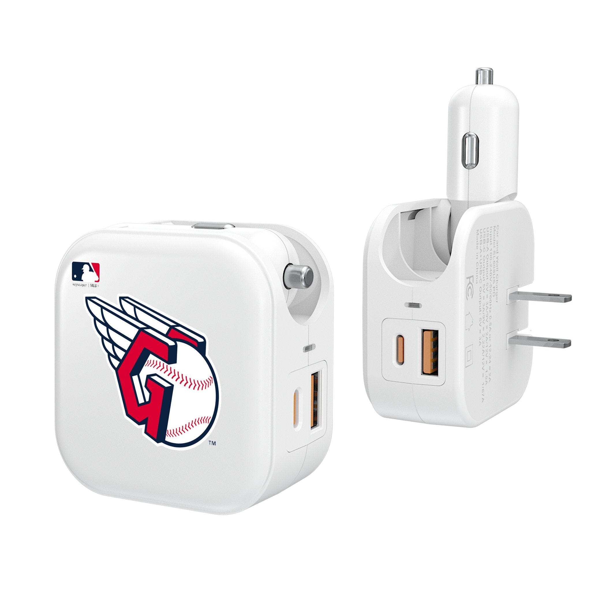 Cleveland Guardians Insignia 2 in 1 USB Charger - Sports Gifts, Sports Memorabilia, Sports Collectibles, Fan Shop