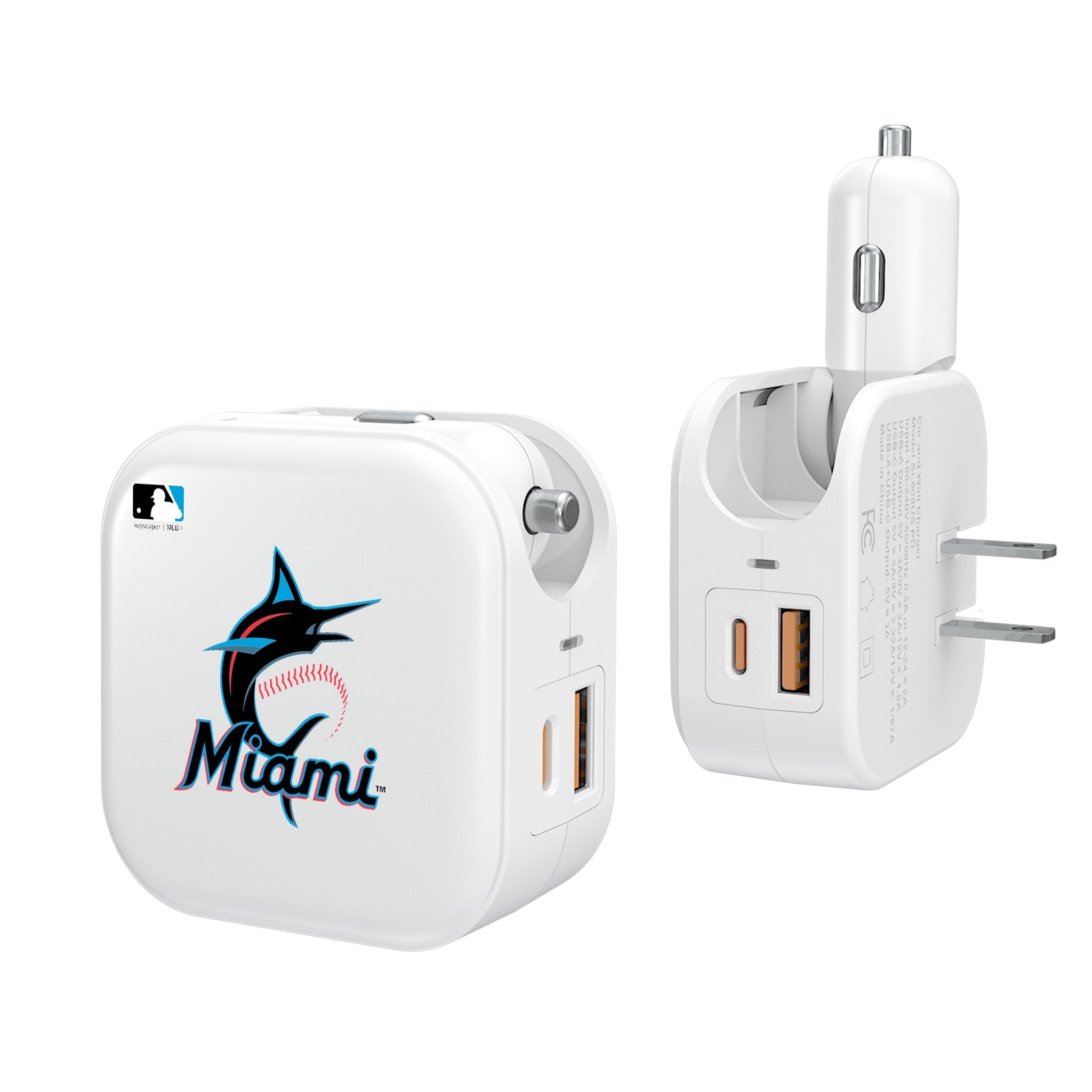 Miami Marlins Insignia 2 in 1 USB Charger - Sports Gifts, Sports Memorabilia, Sports Collectibles, Fan Shop