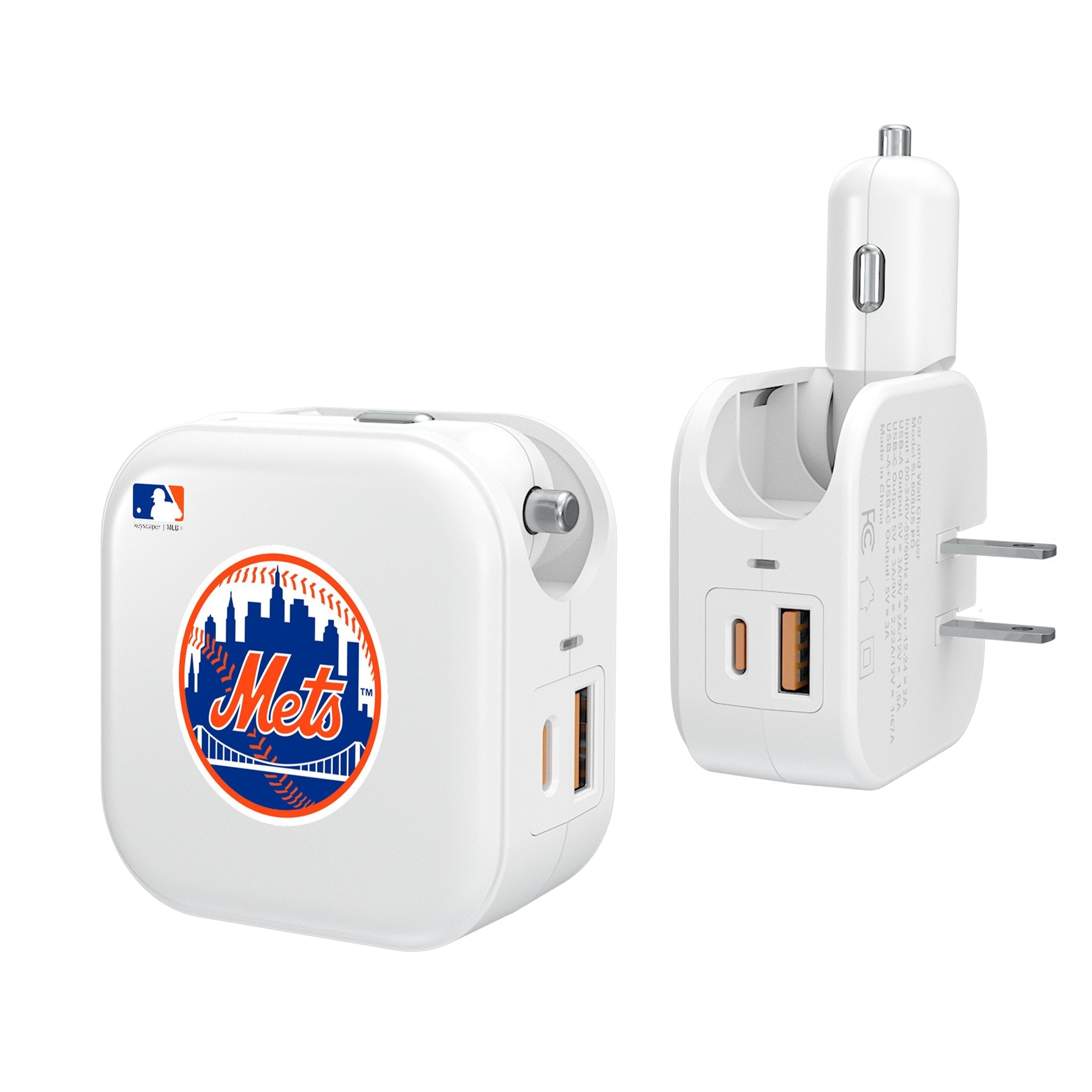 New York Mets Insignia 2 in 1 USB Charger - Sports Gifts, Sports Memorabilia, Sports Collectibles, Fan Shop