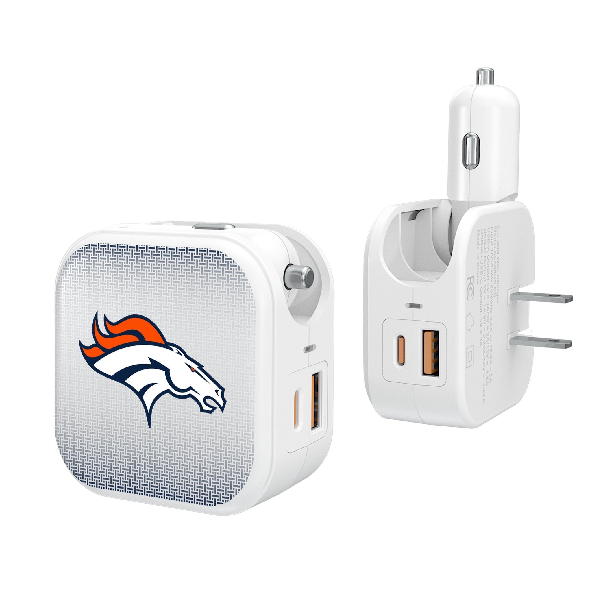 Denver Broncos Linen 2 in 1 USB Charger - Sports Gifts, Sports Memorabilia, Sports Collectibles, Fan Shop