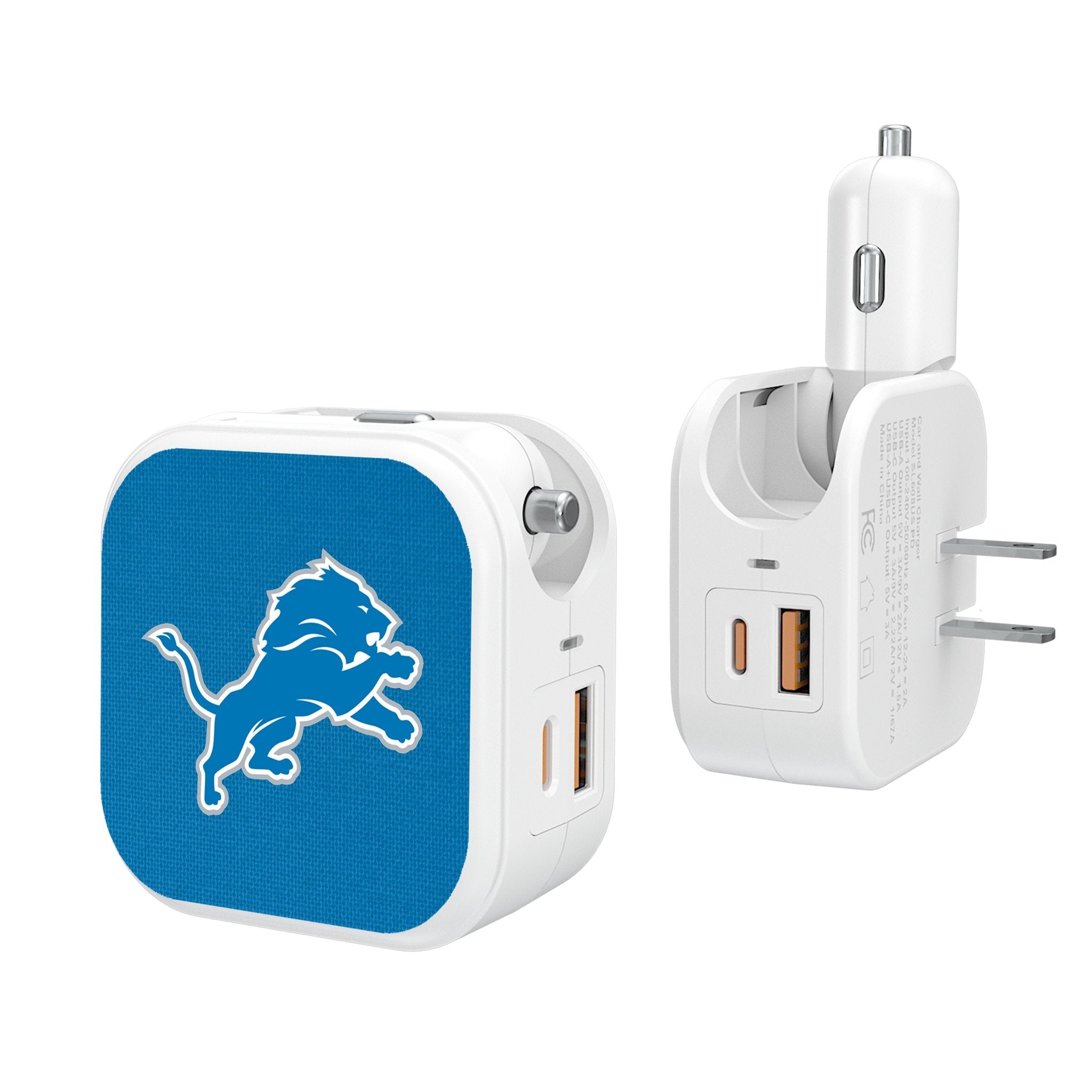 Detroit Lions Solid 2 in 1 USB Charger - Sports Gifts, Sports Memorabilia, Sports Collectibles, Fan Shop