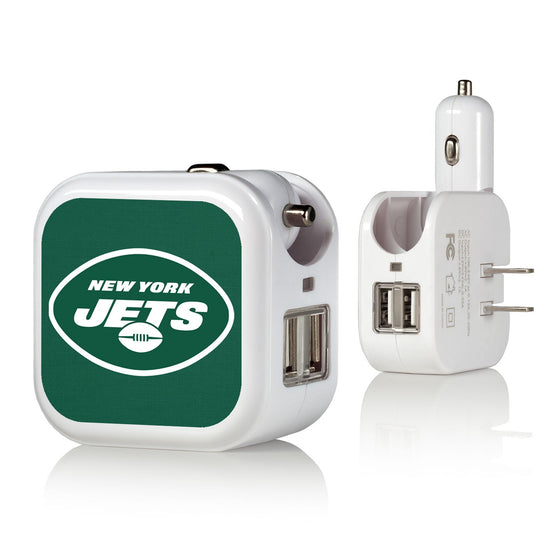 New York Jets Solid 2 in 1 USB Charger-0