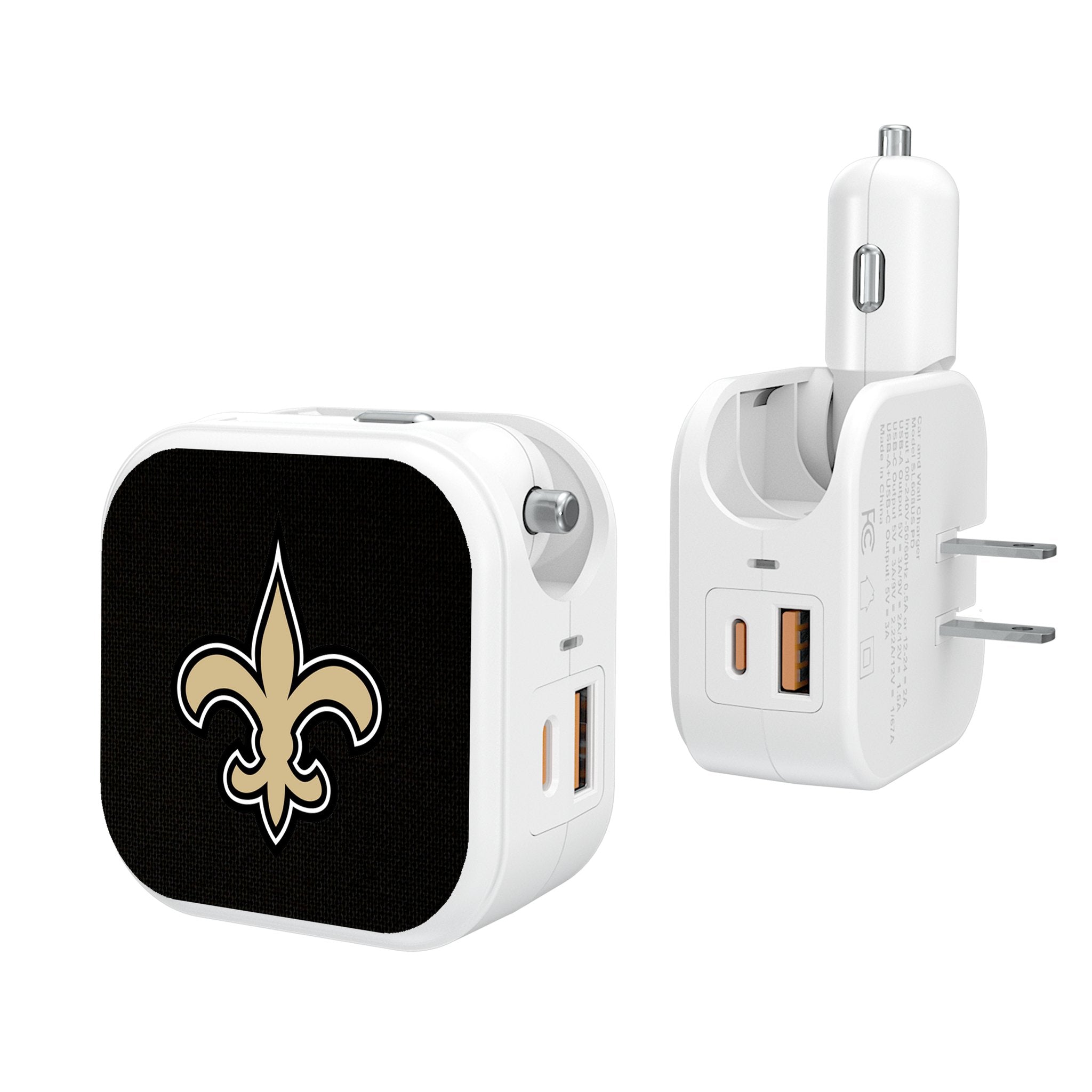 New Orleans Saints Solid 2 in 1 USB Charger - Sports Gifts, Sports Memorabilia, Sports Collectibles, Fan Shop