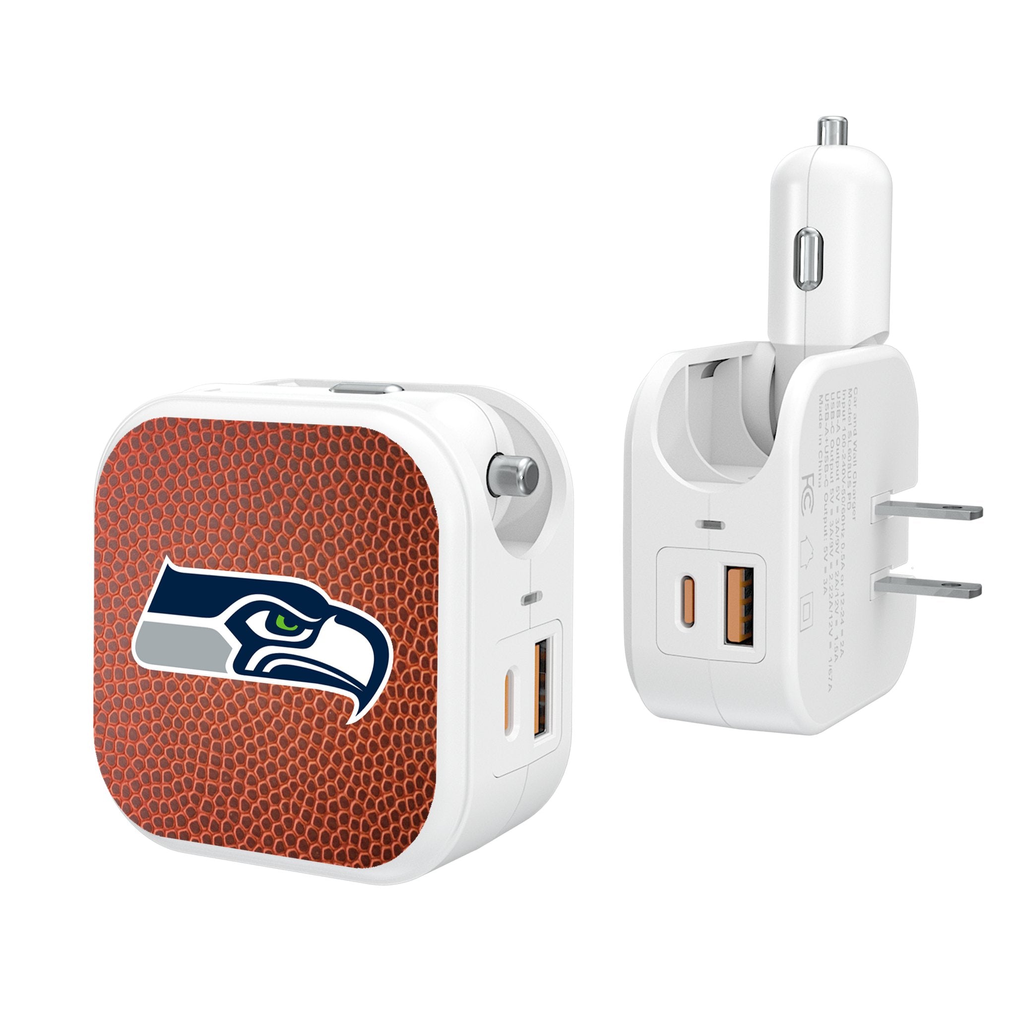 Seattle Seahawks Football 2 in 1 USB Charger - Sports Gifts, Sports Memorabilia, Sports Collectibles, Fan Shop