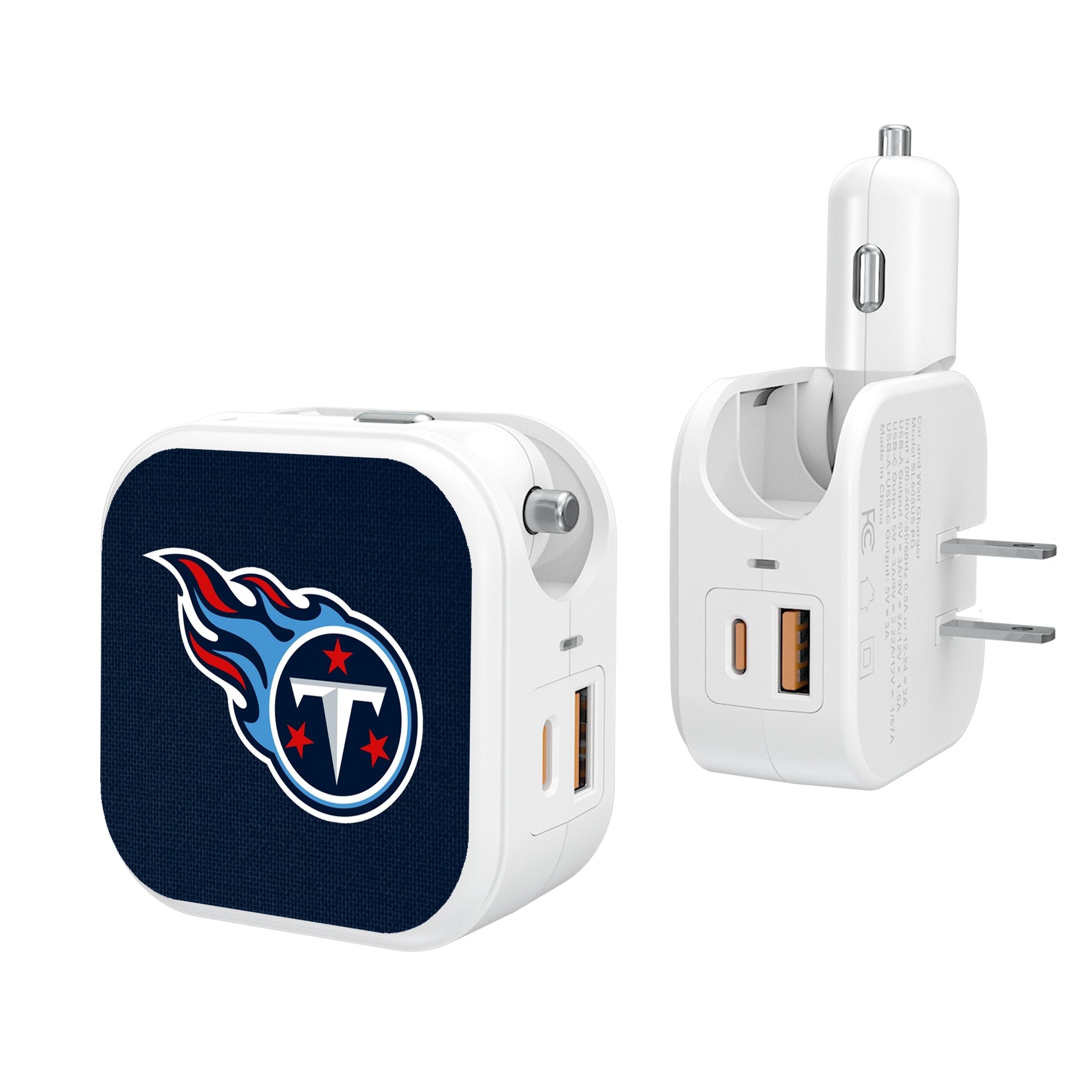 Tennessee Titans Solid 2 in 1 USB Charger - Sports Gifts, Sports Memorabilia, Sports Collectibles, Fan Shop