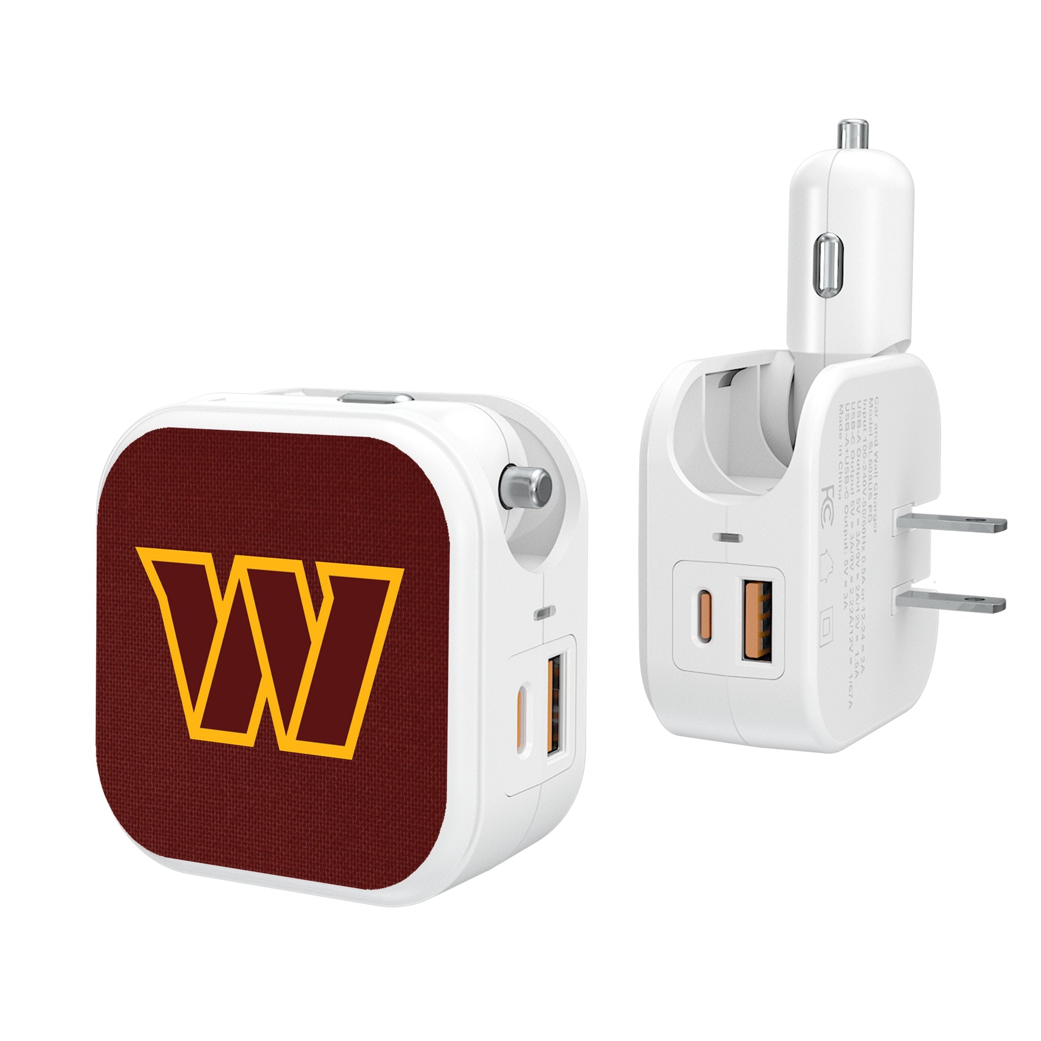 Washington Commanders Solid 2 in 1 USB Charger - Sports Gifts, Sports Memorabilia, Sports Collectibles, Fan Shop