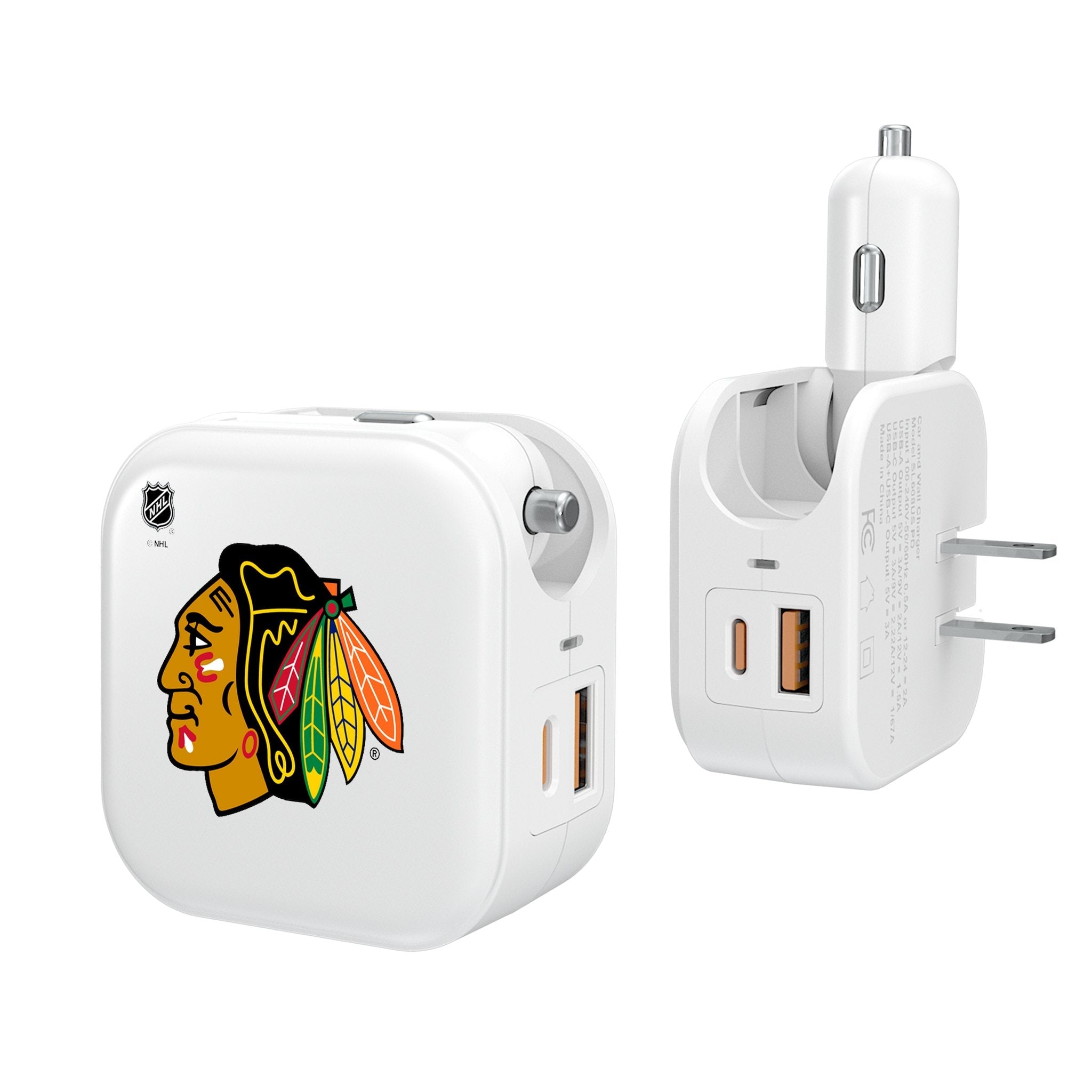 Chicago Blackhawks Insignia 2 in 1 USB Charger - Sports Gifts, Sports Memorabilia, Sports Collectibles, Fan Shop