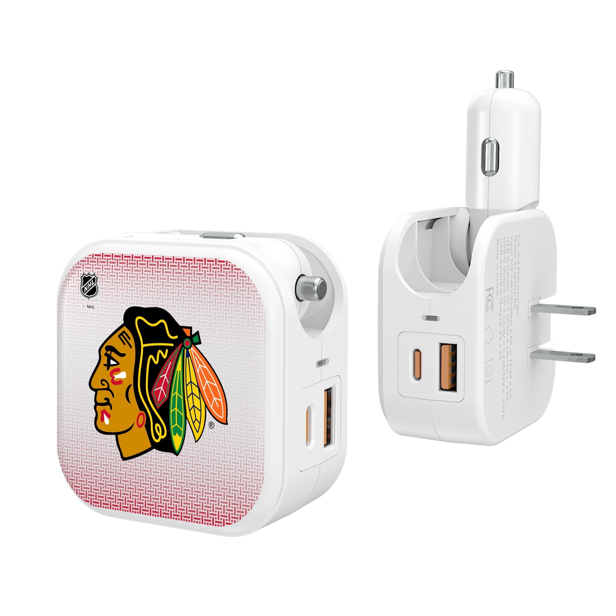 Chicago Blackhawks Linen 2 in 1 USB Charger - Sports Gifts, Sports Memorabilia, Sports Collectibles, Fan Shop