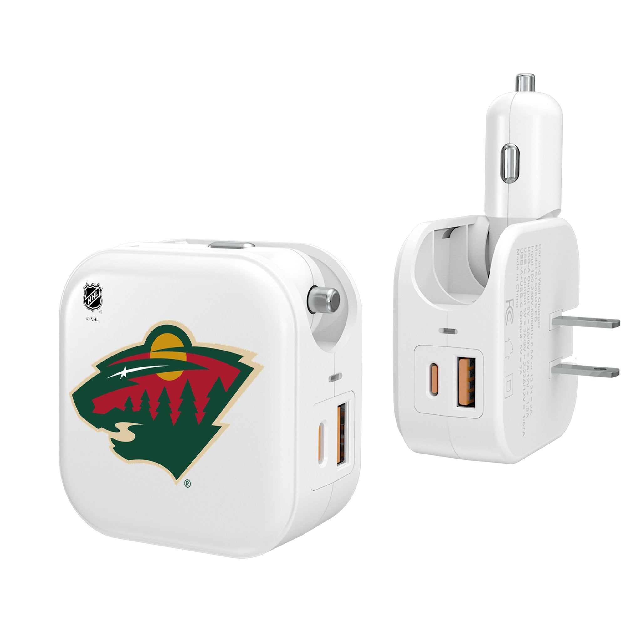 Minnesota Wild Insignia 2 in 1 USB Charger - Sports Gifts, Sports Memorabilia, Sports Collectibles, Fan Shop