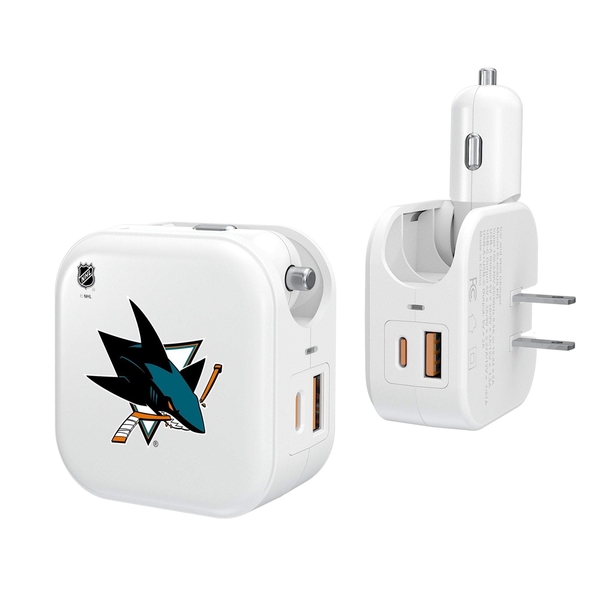 San Jose Sharks Insignia 2 in 1 USB Charger - Sports Gifts, Sports Memorabilia, Sports Collectibles, Fan Shop