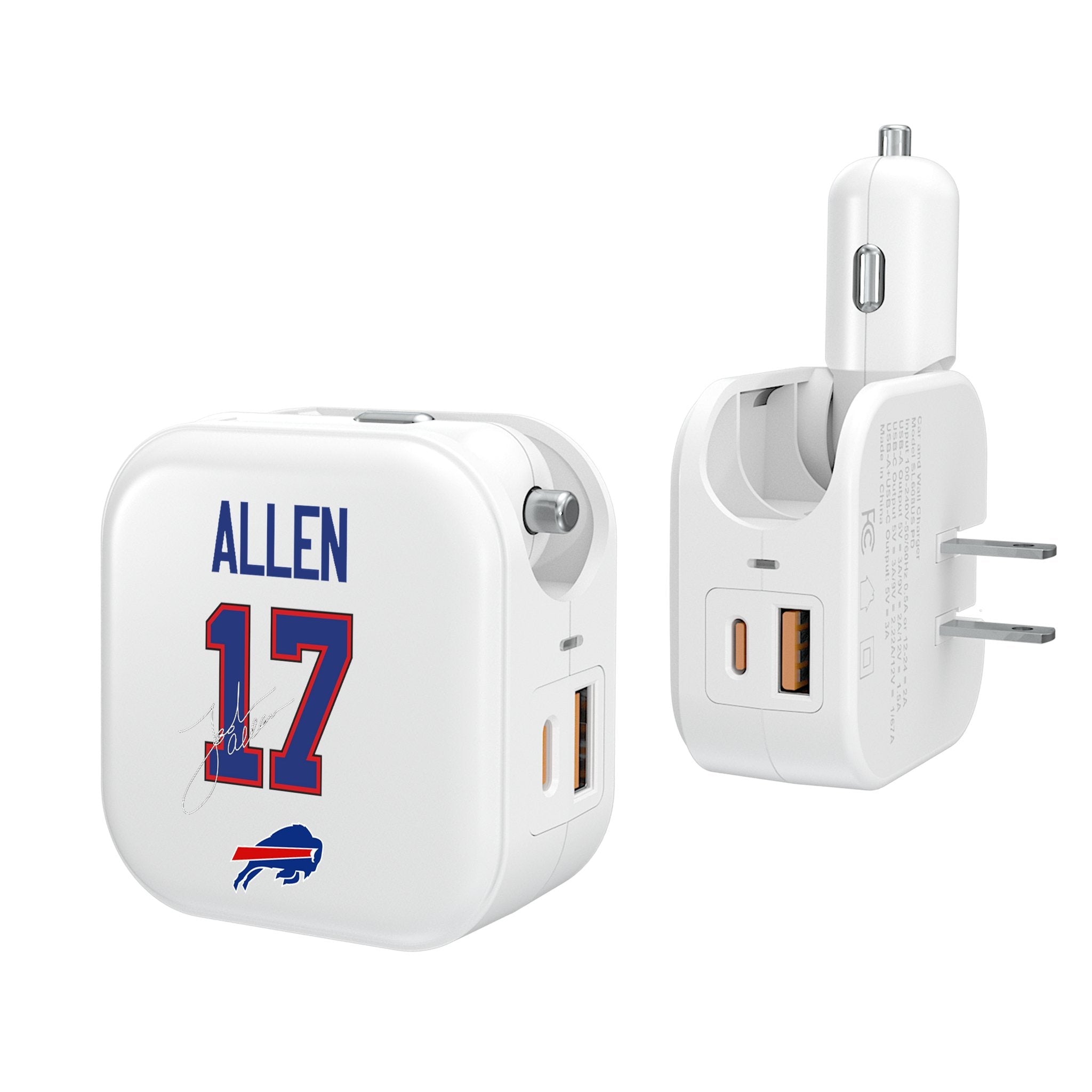 Josh Allen Buffalo Bills 17 Ready 2 in 1 USB Charger - Sports Gifts, Sports Memorabilia, Sports Collectibles, Fan Shop