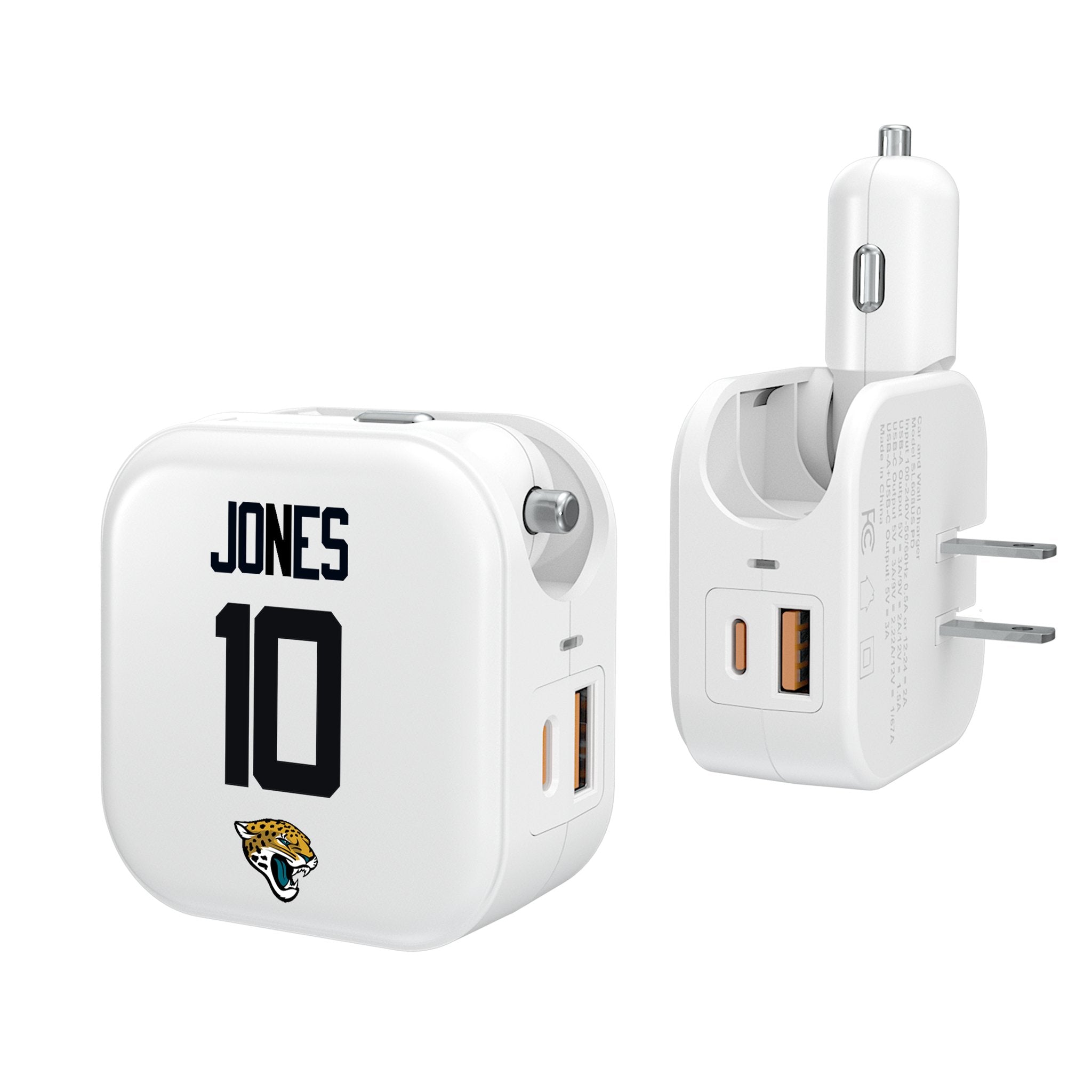 Mac Jones Jacksonville Jaguars 10 Ready 2 in 1 USB Charger - Sports Gifts, Sports Memorabilia, Sports Collectibles, Fan Shop