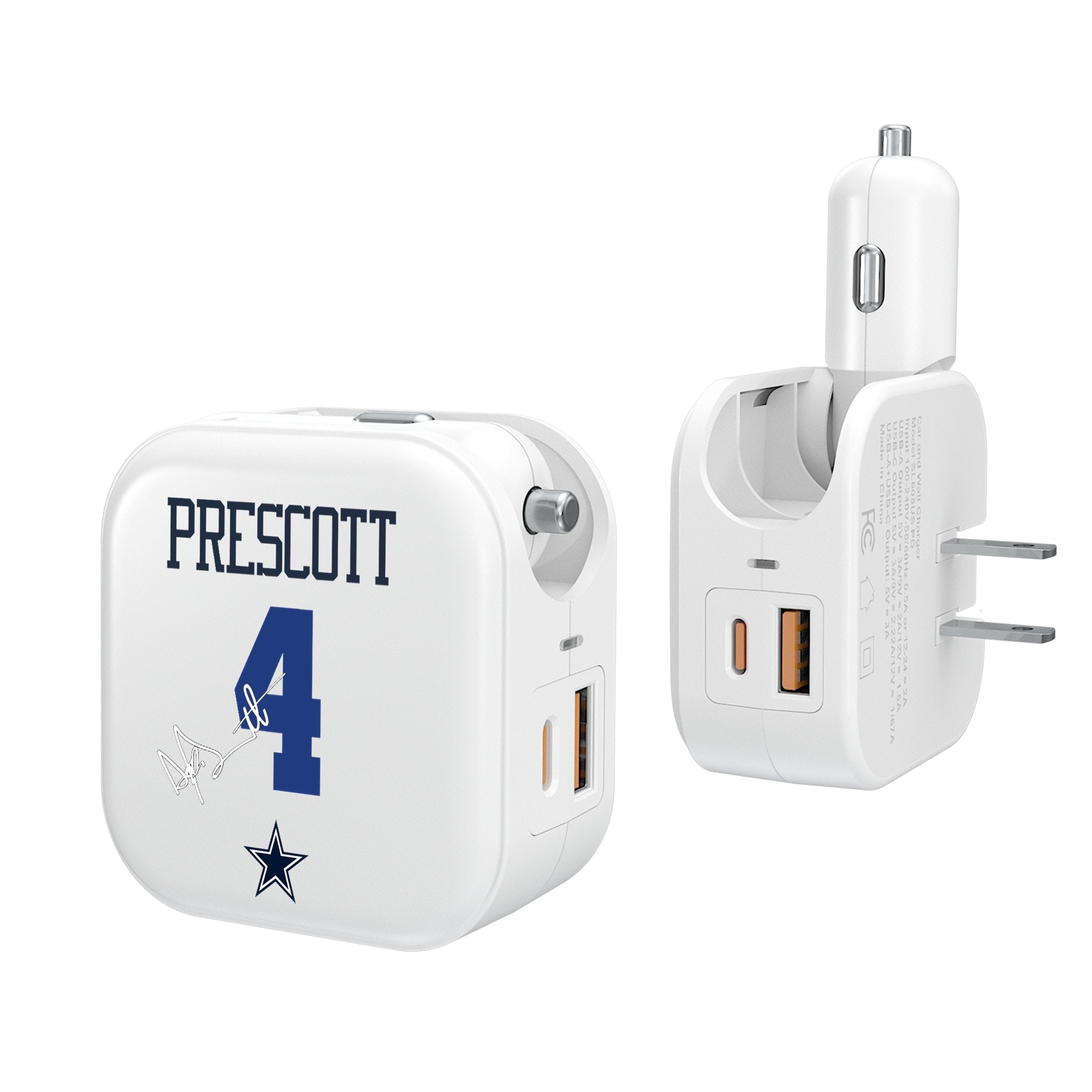 Dak Prescott Dallas Cowboys 4 Ready 2 in 1 USB Charger - Sports Gifts, Sports Memorabilia, Sports Collectibles, Fan Shop