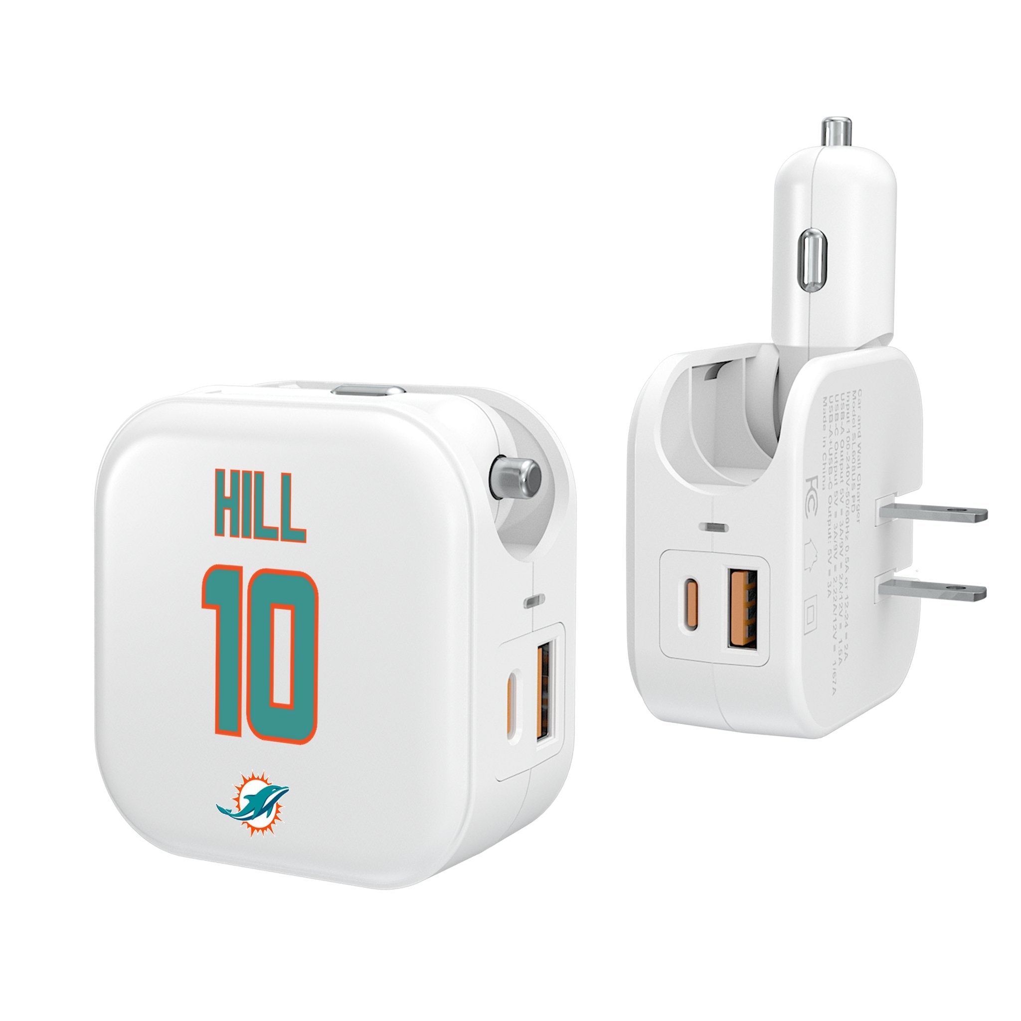 Tyreek Hill Miami Dolphins 10 Ready 2 in 1 USB Charger - Sports Gifts, Sports Memorabilia, Sports Collectibles, Fan Shop