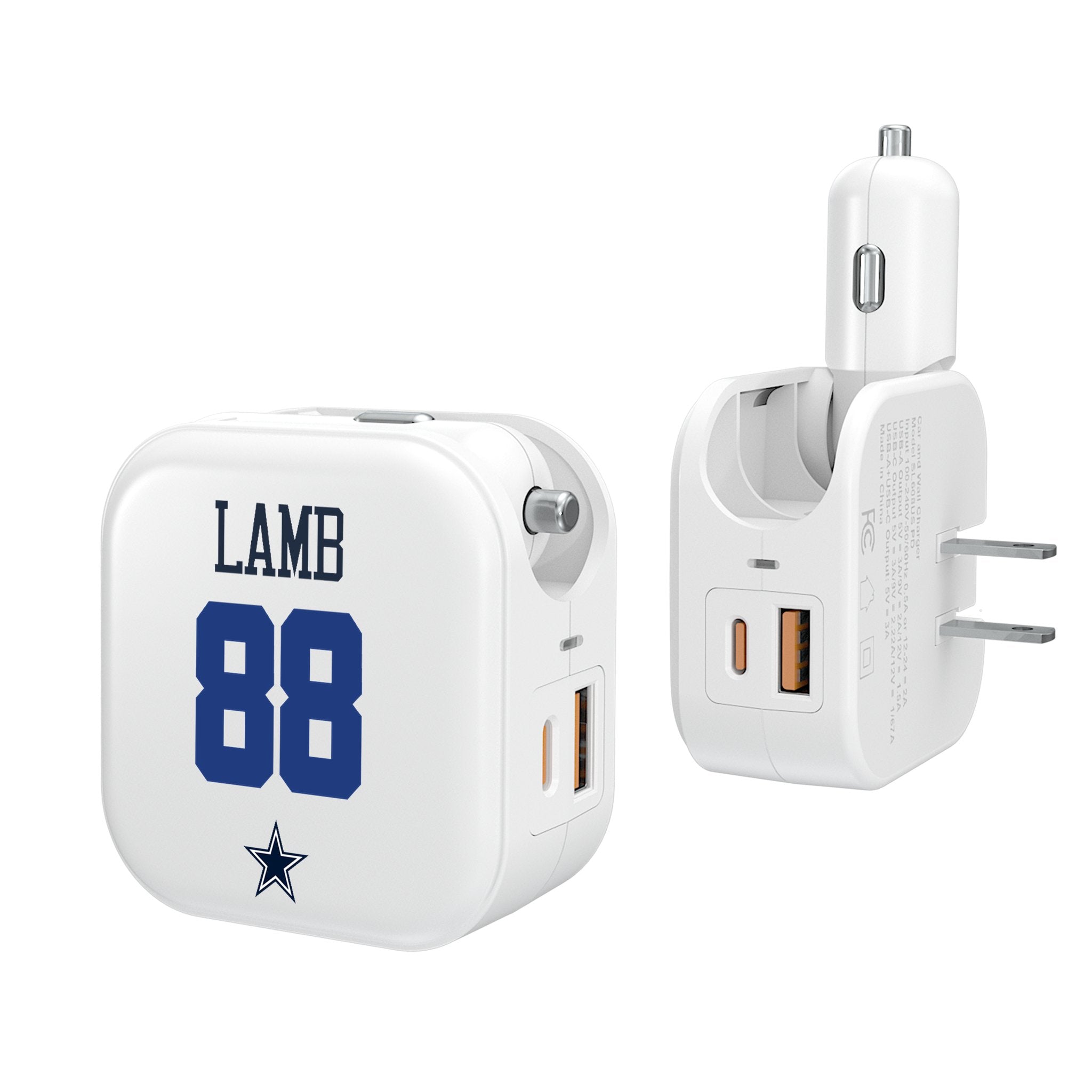 CeeDee Lamb Dallas Cowboys 88 Ready 2 in 1 USB Charger - Sports Gifts, Sports Memorabilia, Sports Collectibles, Fan Shop