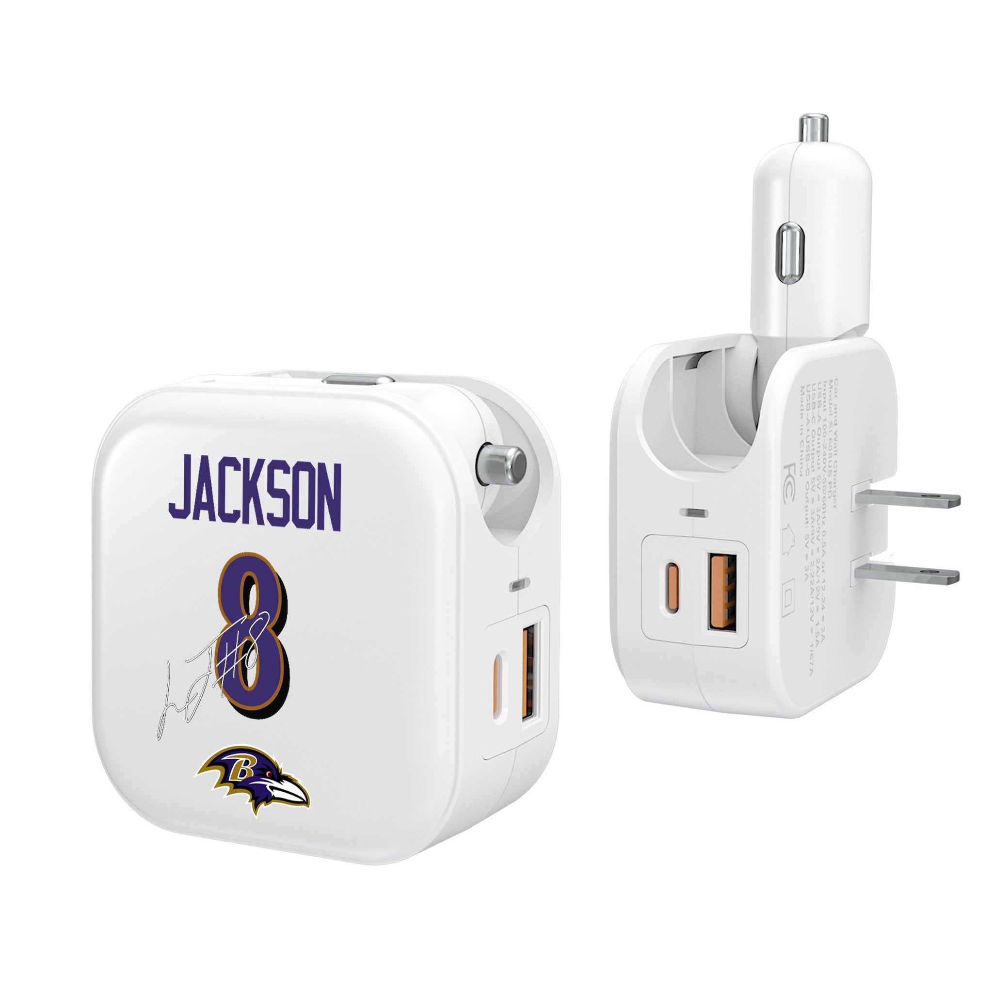 Lamar Jackson Baltimore Ravens 8 Ready 2 in 1 USB Charger - Sports Gifts, Sports Memorabilia, Sports Collectibles, Fan Shop